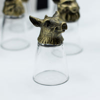 Gift Set of 12 Bottom Up Shot Glasses (25ml) - Forest & Mystical Creatures - Antique Bronze