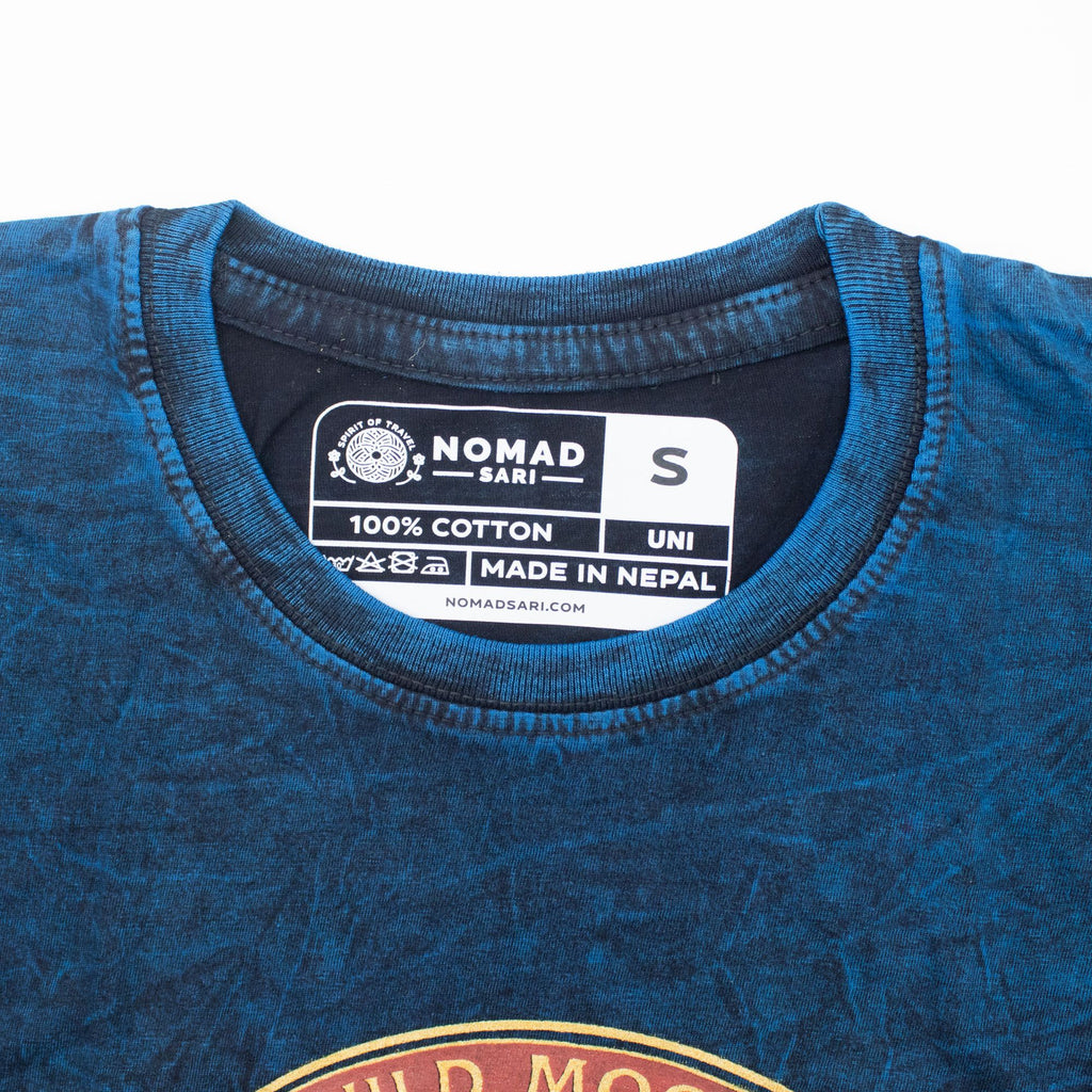 Nomad Sari Stonewashed Cotton T Shirt Stay Wild Moon Child Blue