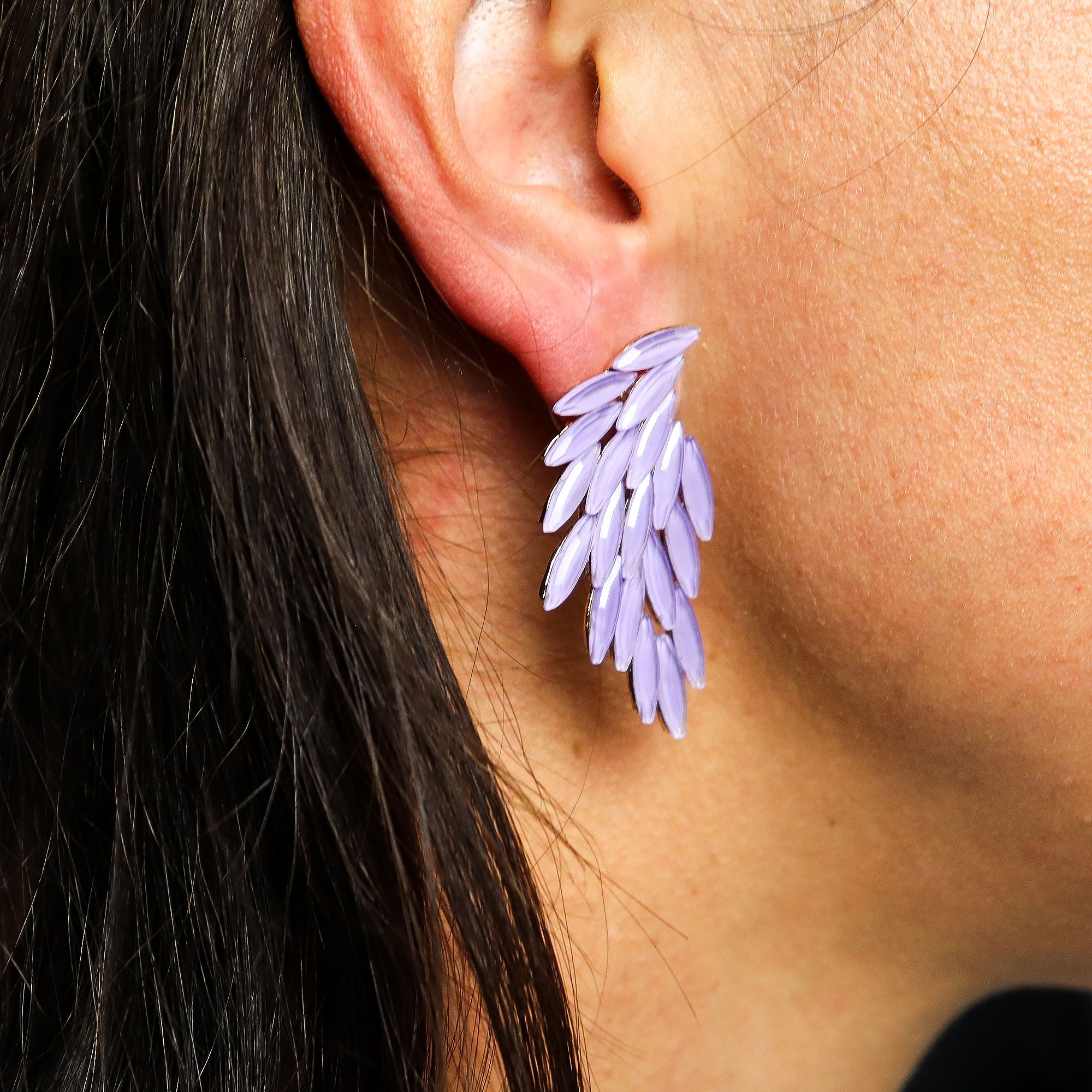 Lavender Vintage Glass Angel Wings Earrings for Elegant Style