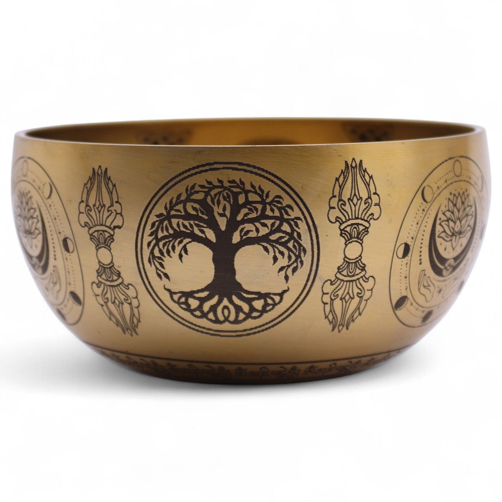 Pure Brass Etched Buddha Set of 4 Singing Bowls for Home Decor