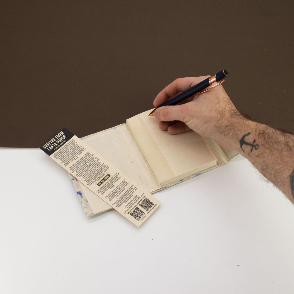 Lokta Mixed Blue Cotton Notebook Mini for Notes and Journaling