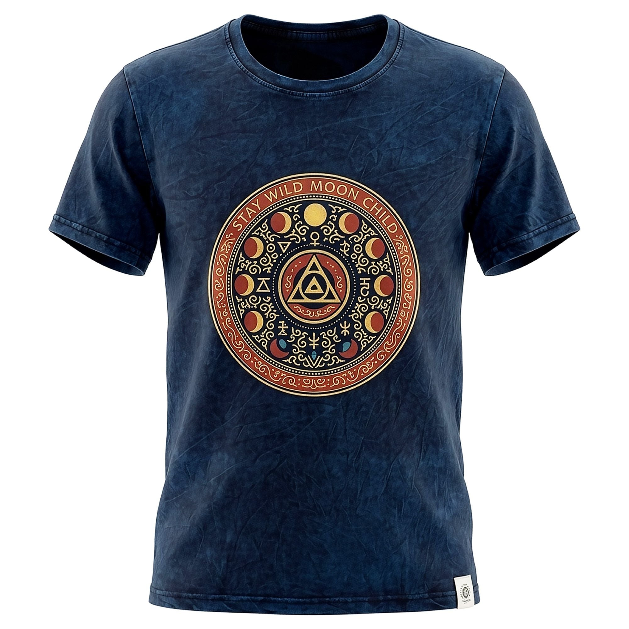 Nomad Sari Stonewashed Cotton T Shirt Stay Wild Moon Child Blue