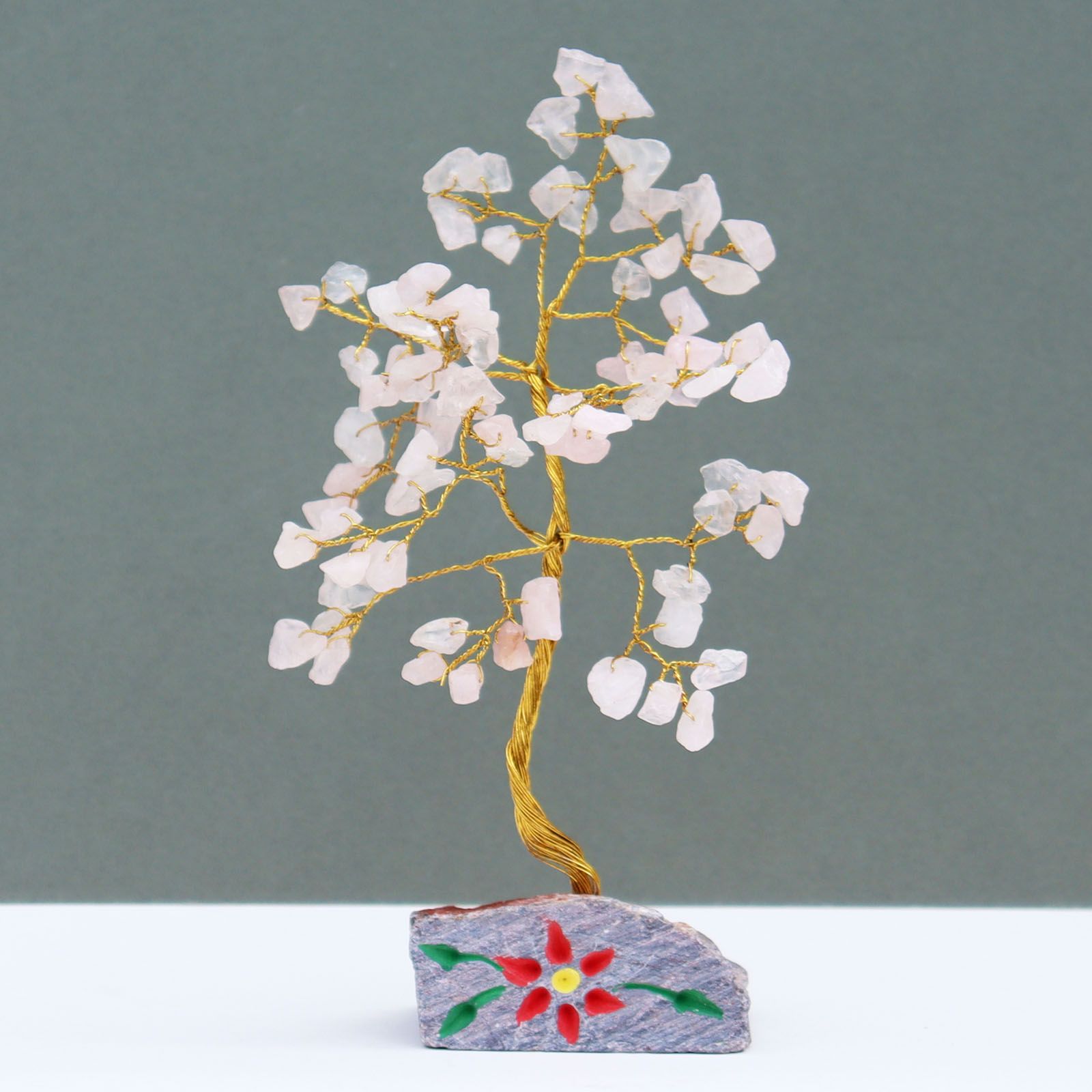 Rose Quartz Gemstone Tree with 80 Stones for Home Decor