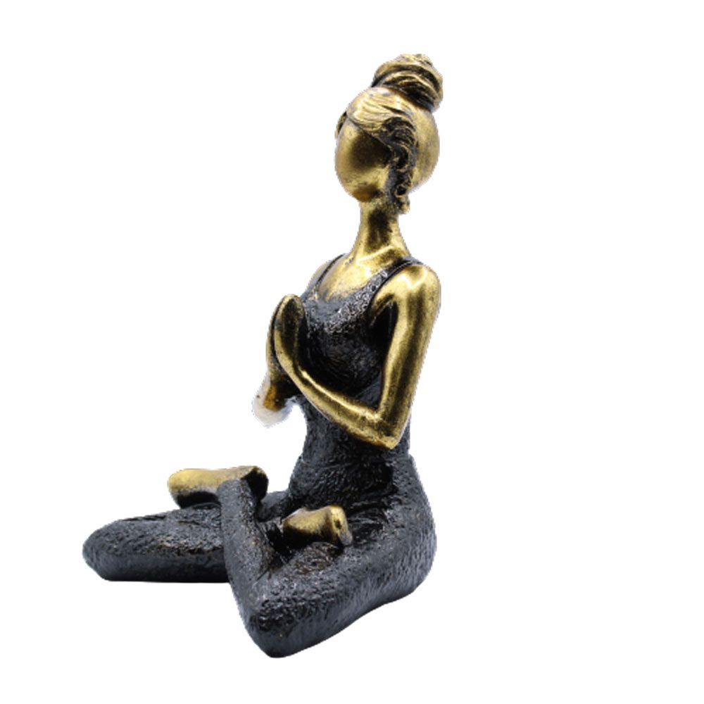 Yoga Lady Figure in Bronze and Black 24cm for Home Decor