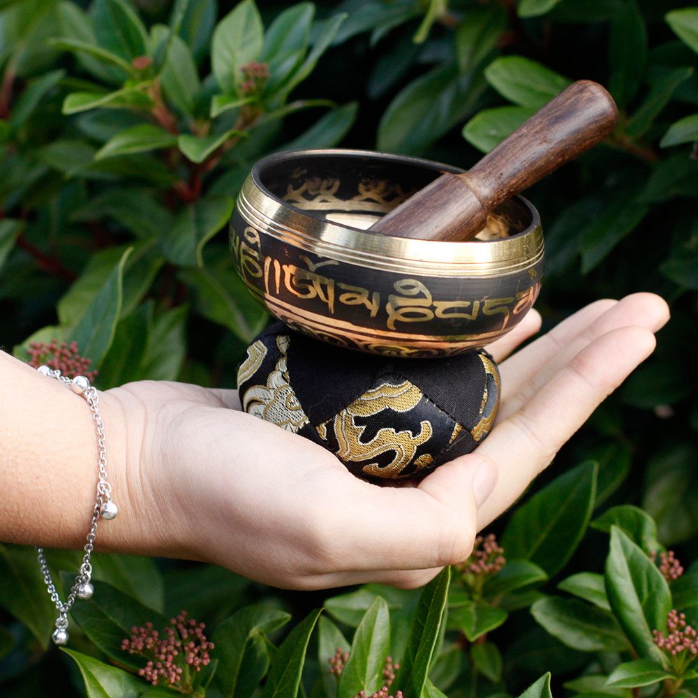 Mini Singing Bowl Gift Set Black with Cushion and Stick Included
