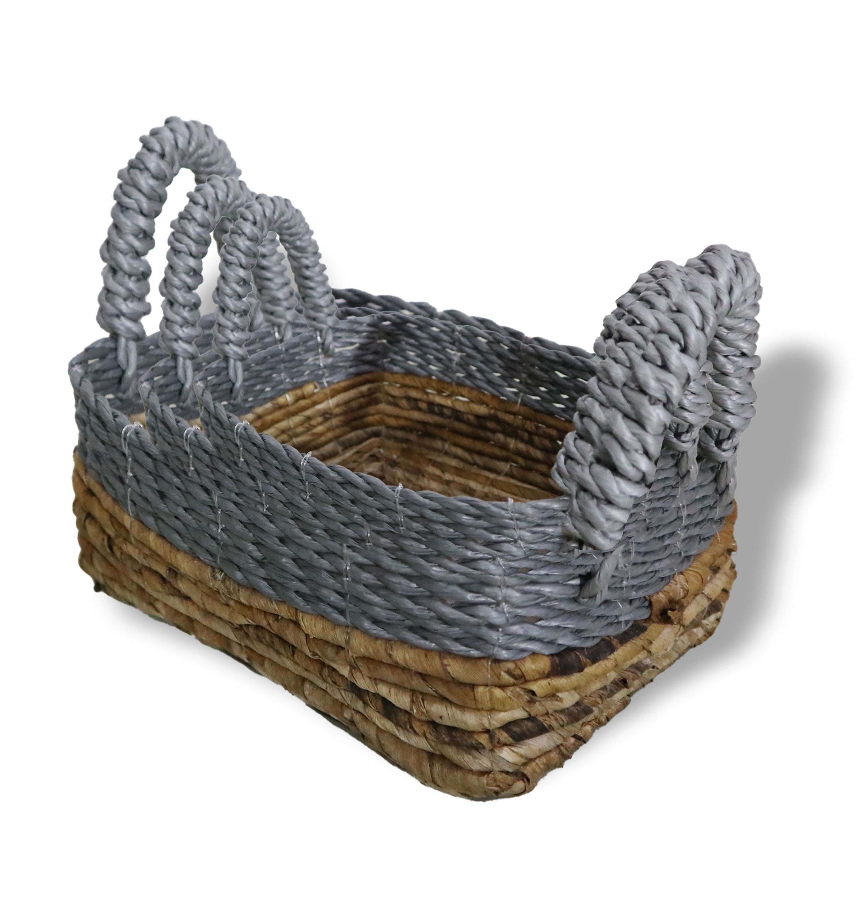 Banana Leaf & Abu Abu Raffia Square Basket Set of 3 for Storage