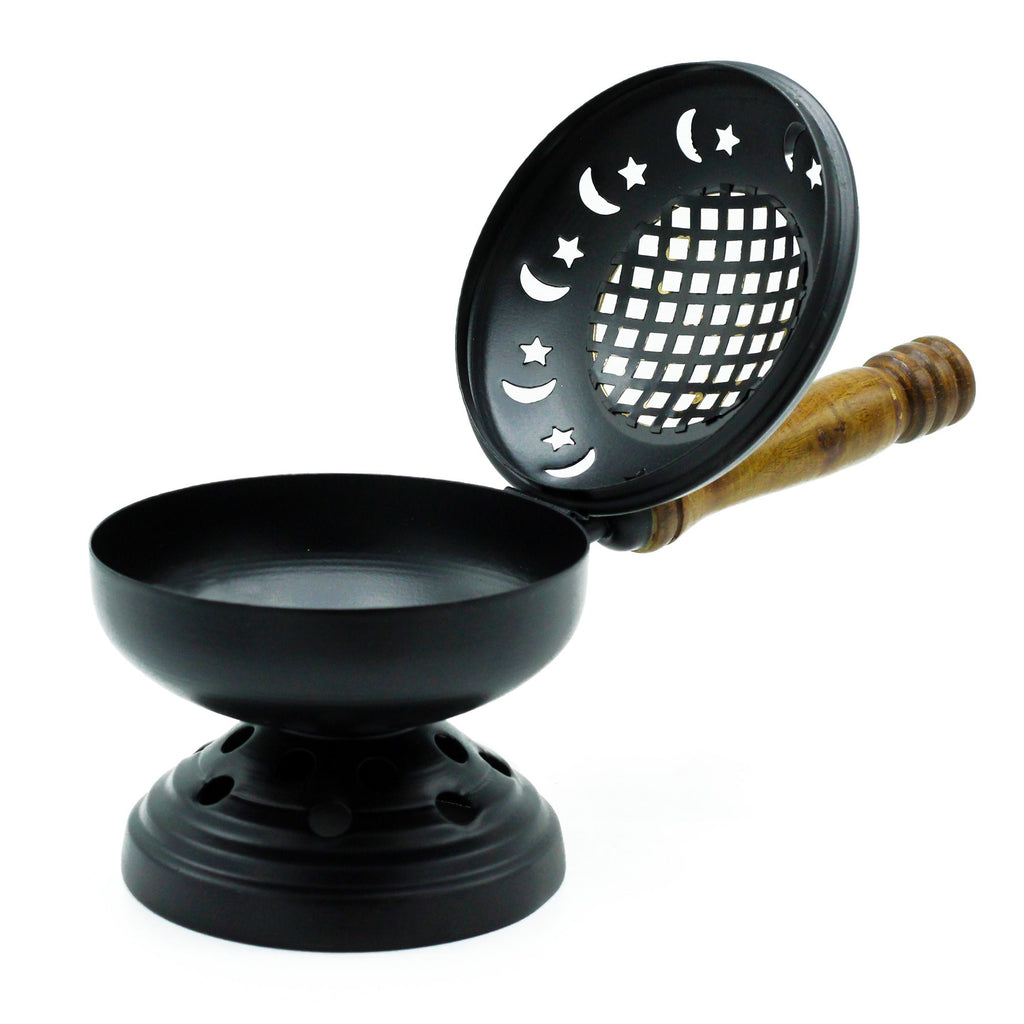 Large Iron Censer on Stand Incense Burner with Elegant Gold Detail