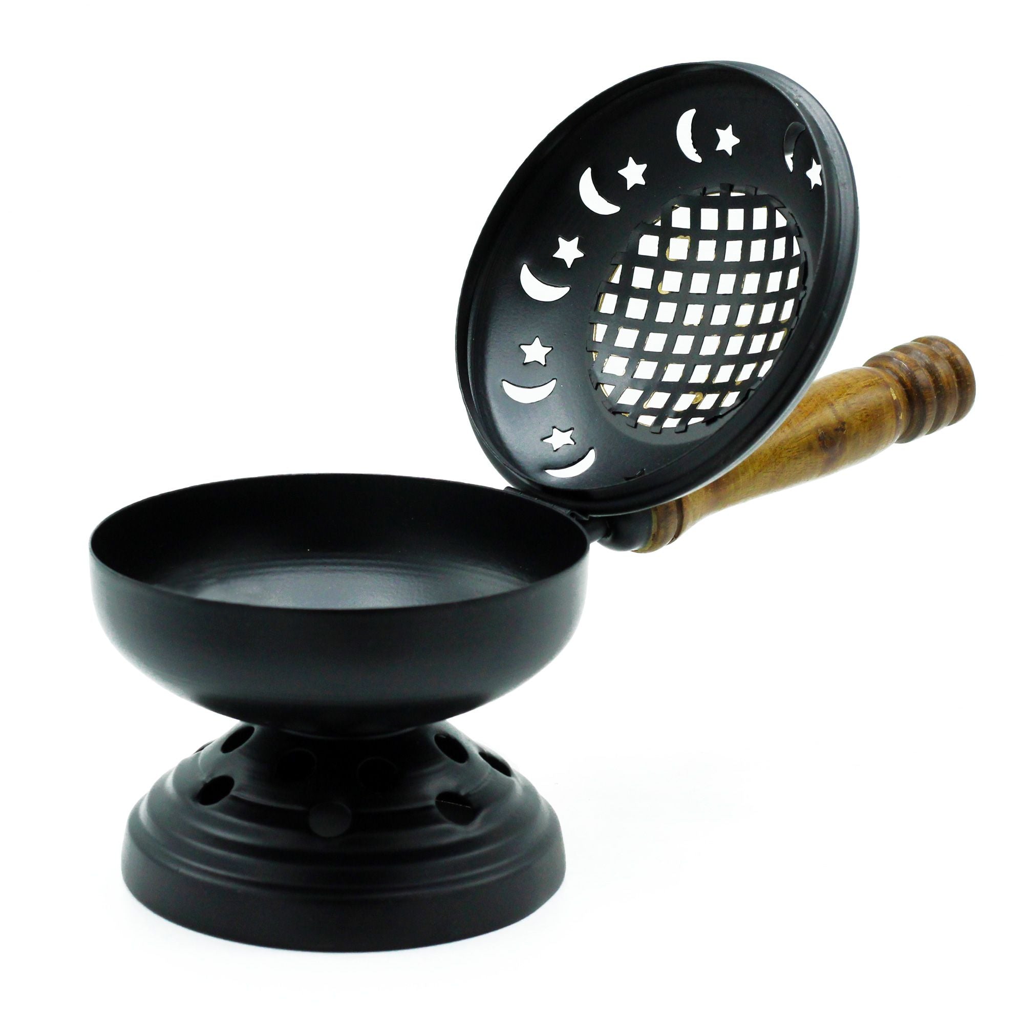 Large Iron Censer on Stand Incense Burner with Elegant Gold Detail