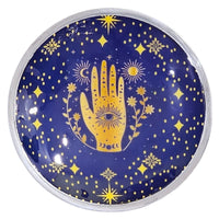 Triple Leg Enamelled Offering Plate - Hamsa Midnight Blue