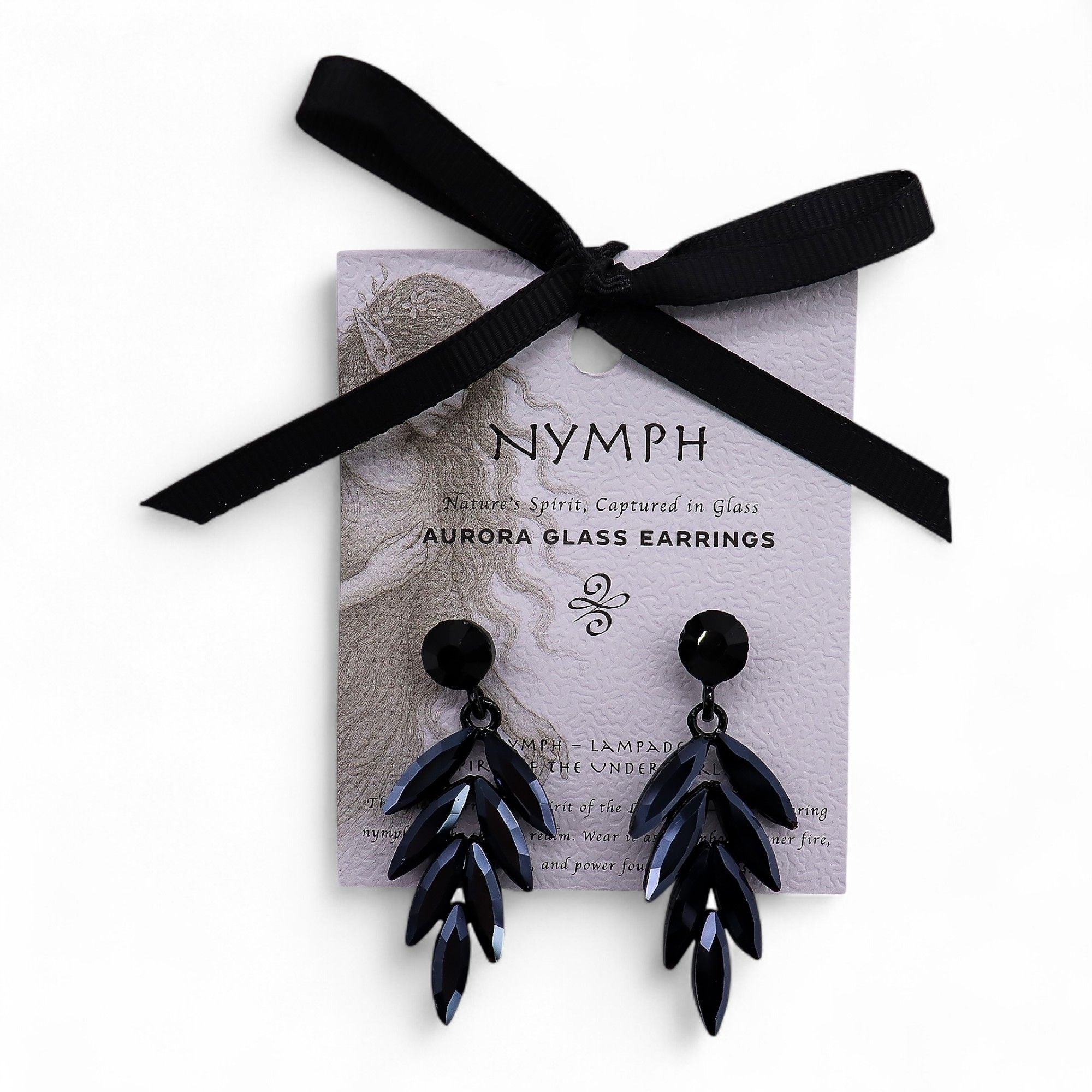 Jet Black Vintage Glass Long Drop Earrings for Elegant Style