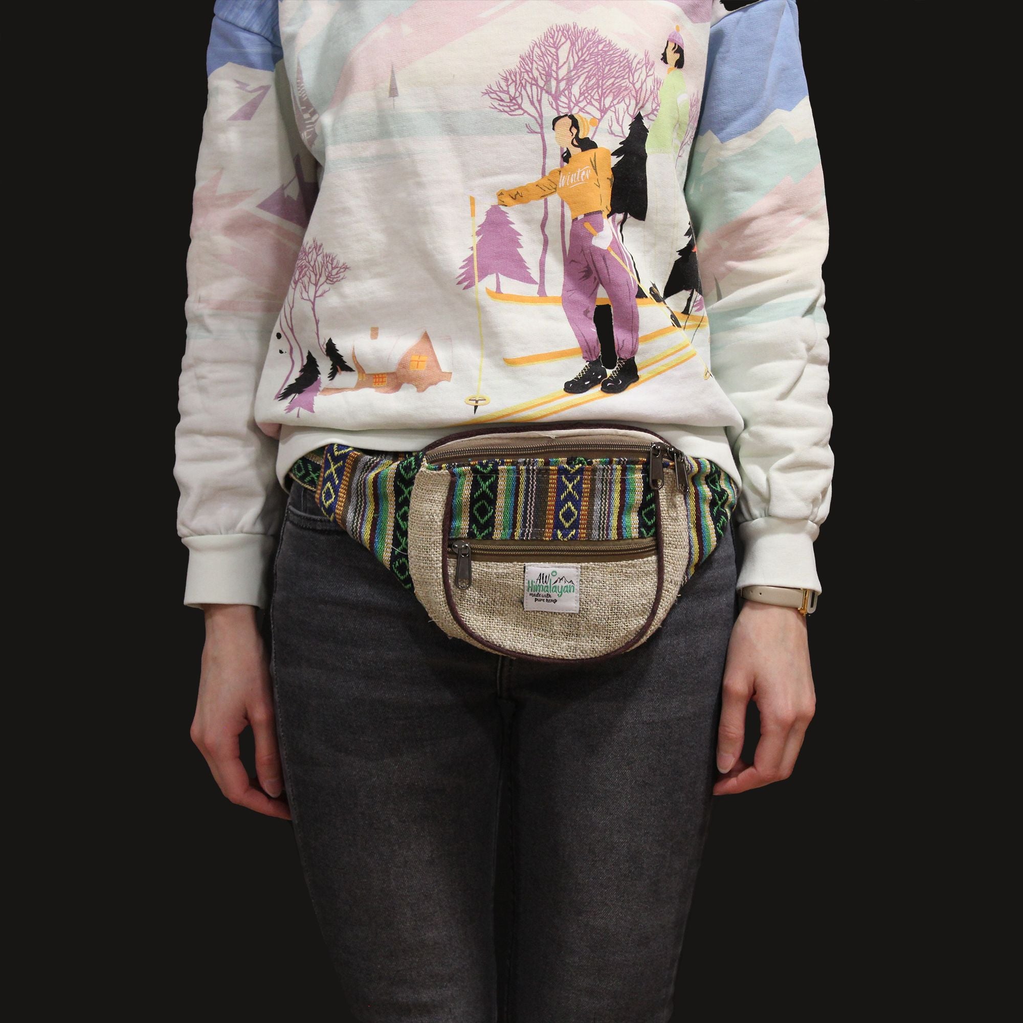 Bum Bag Hemp & Cotton with Assorted Designs for Everyday Use