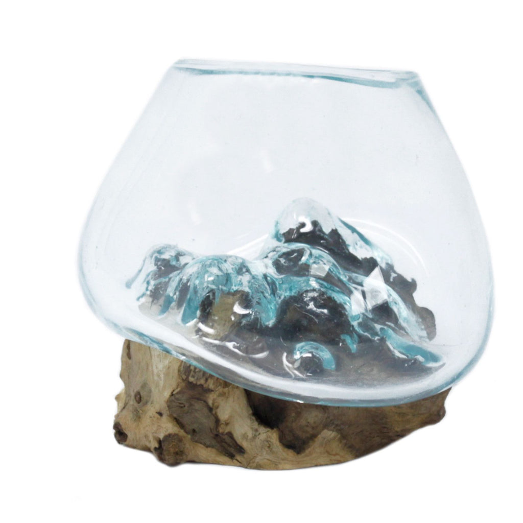 Molten Glass on Wood Small Bowl for Chic Home Decor Accents