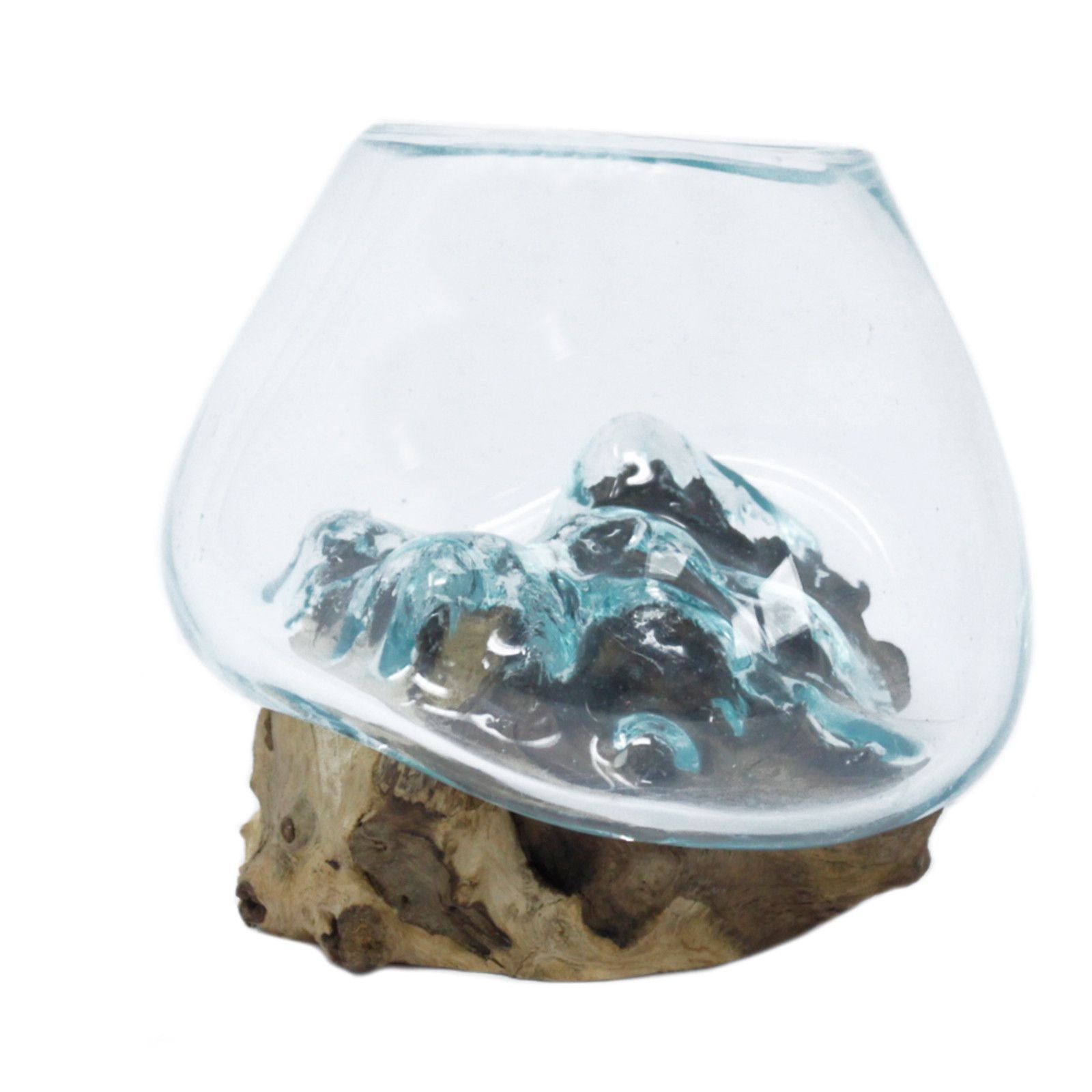 Molten Glass on Wood Small Bowl for Chic Home Decor Accents