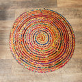 Stylish Round Jute and Recycled Cotton Rug 90 cm for Home Decor
