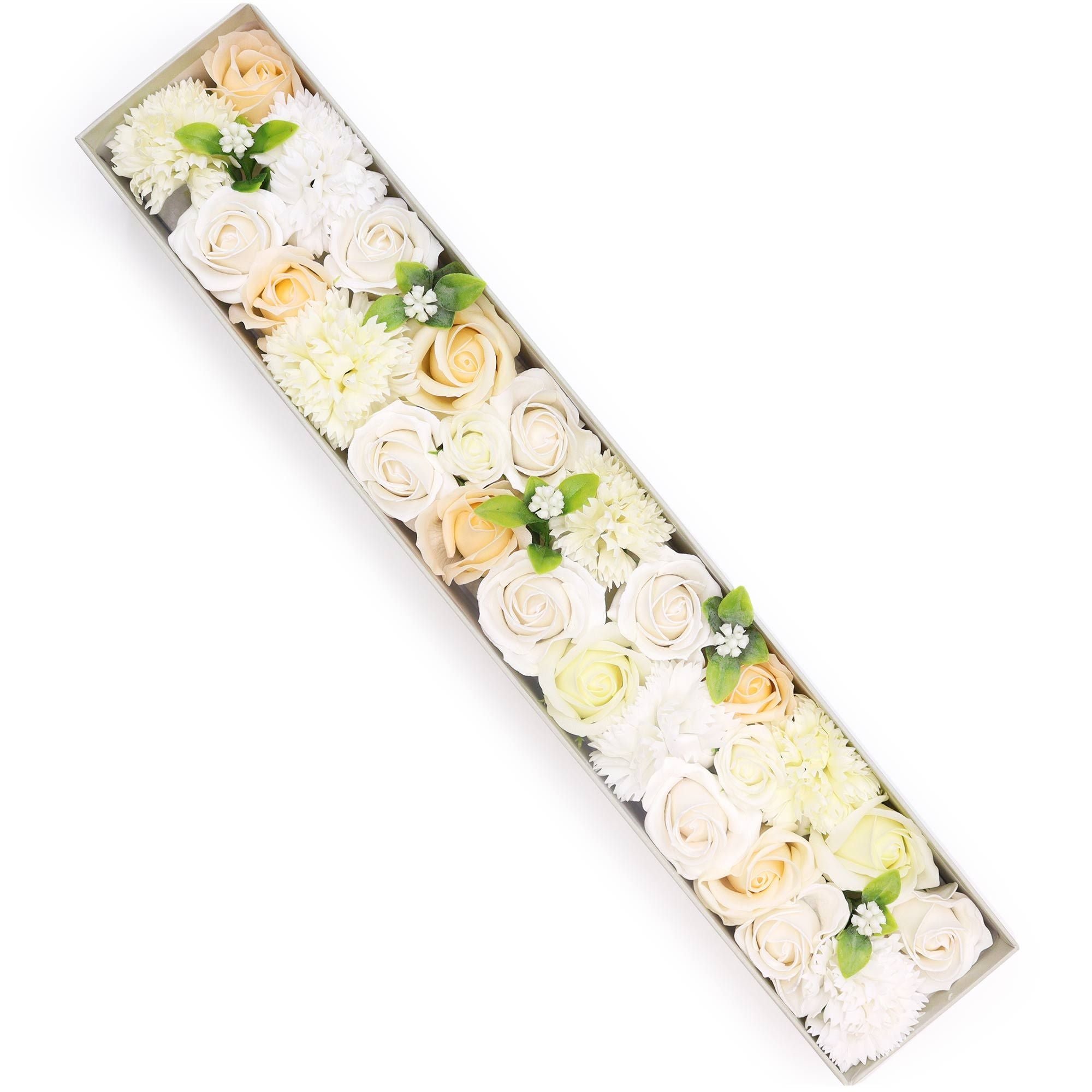 Extra Long Box Wedding Blessings Gift Set with White and Ivory Flowers