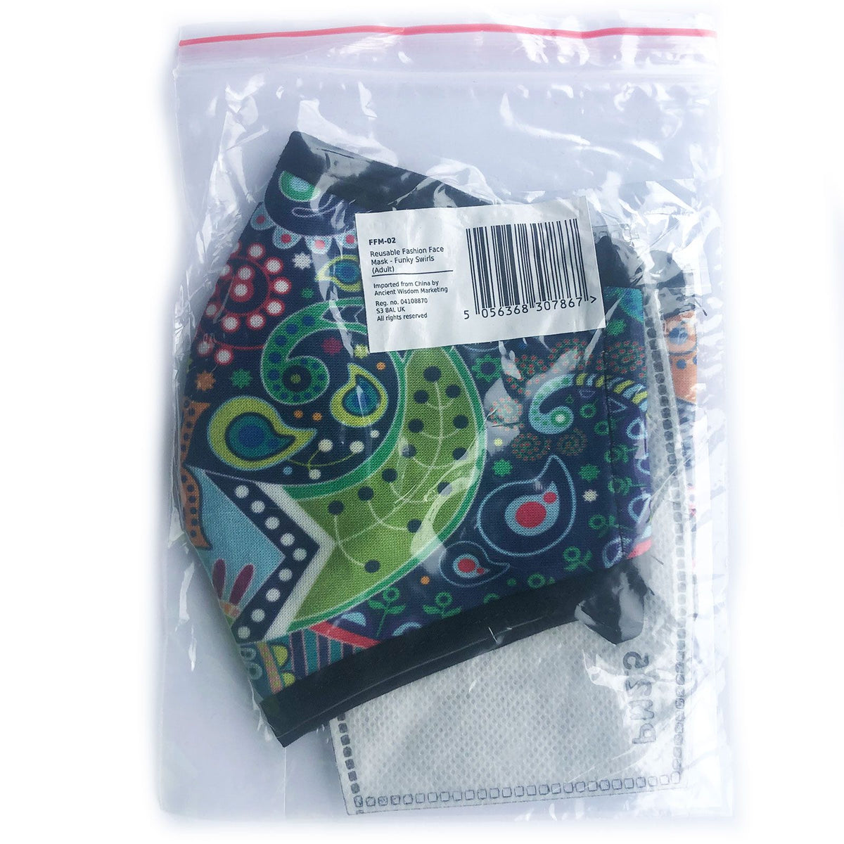 Reusable Poly-Cotton Face Mask with Filter Pocket – Golden Leaves (Adult)