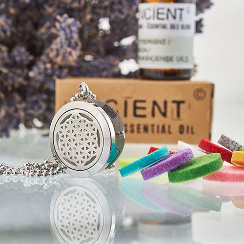 Aromatherapy Diffuser Necklace with Flower of Life Design 25mm
