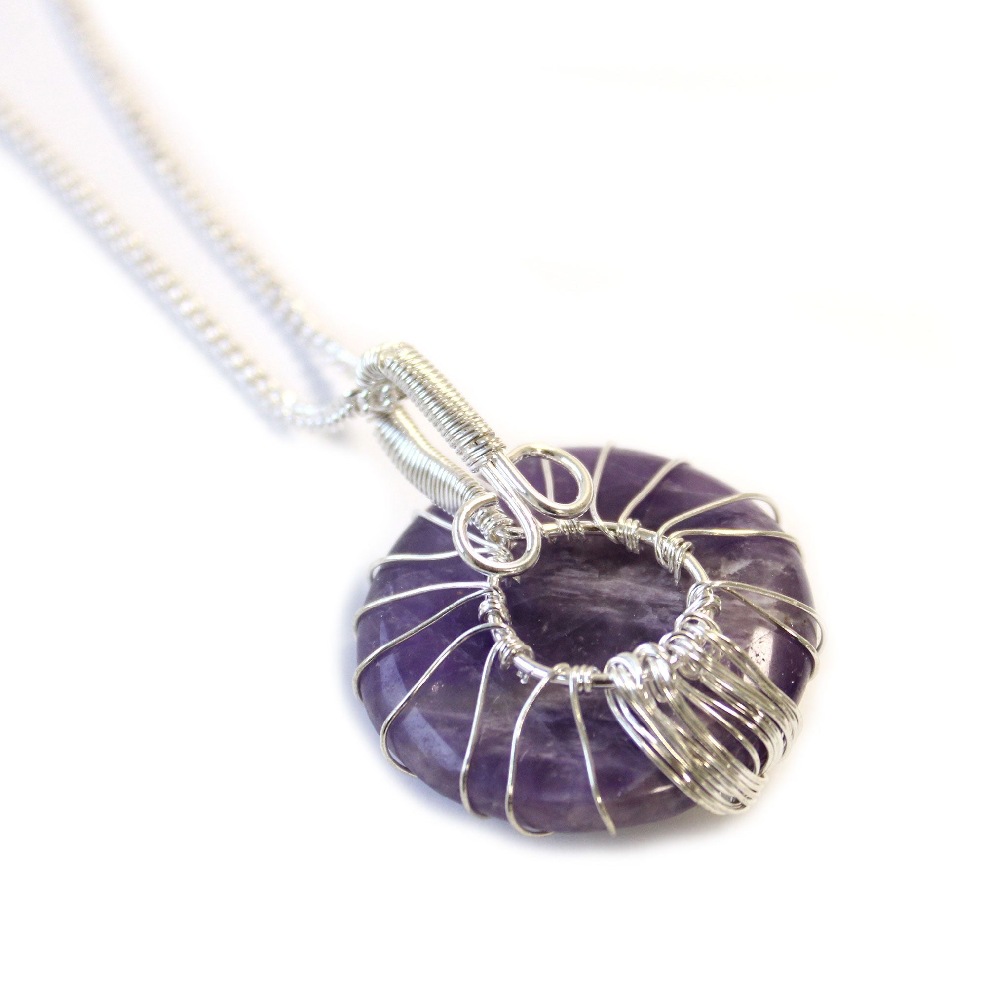 Tree of Life Gemstone Necklace with Amethyst Design