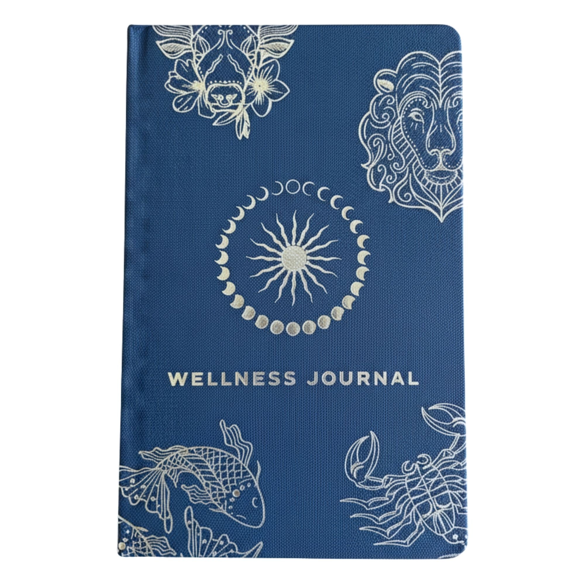 Midnight Blue Wellness Journal with Silver Zodiac Cover Design
