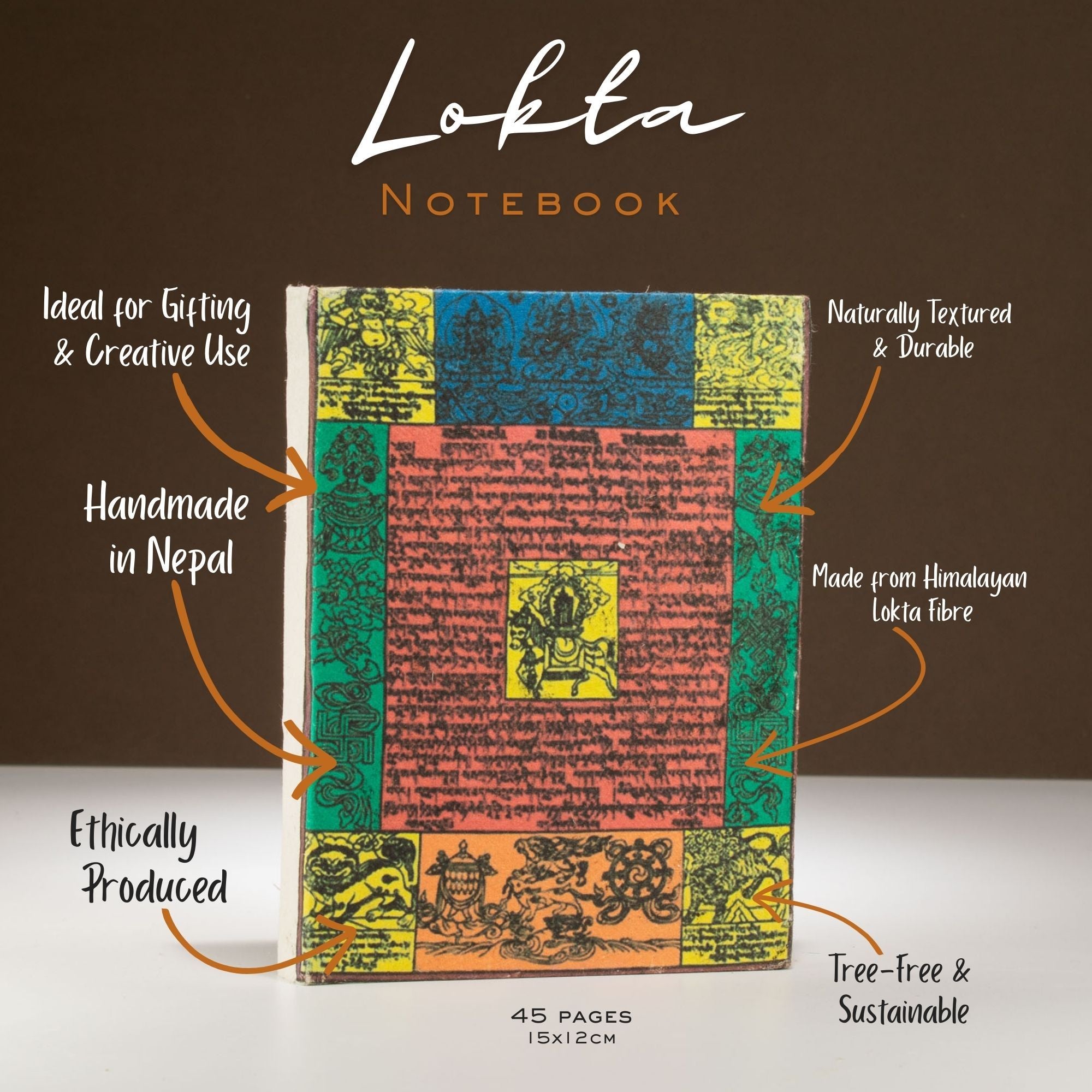 Lokta Traditional Prayer Flag Notebook Medium Size for Writing