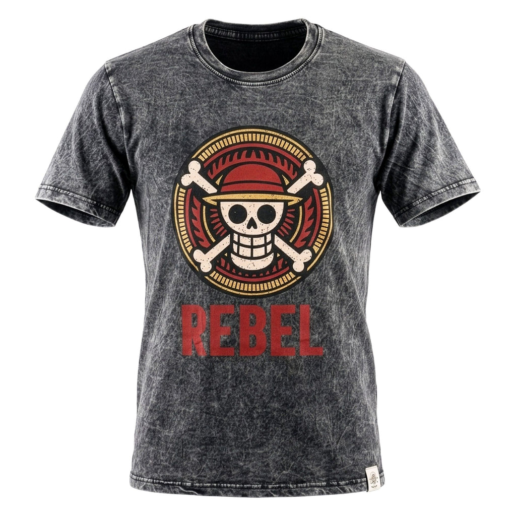 Nomad Sari Stonewashed Cotton T Shirt Rebel Charcoal Large Size