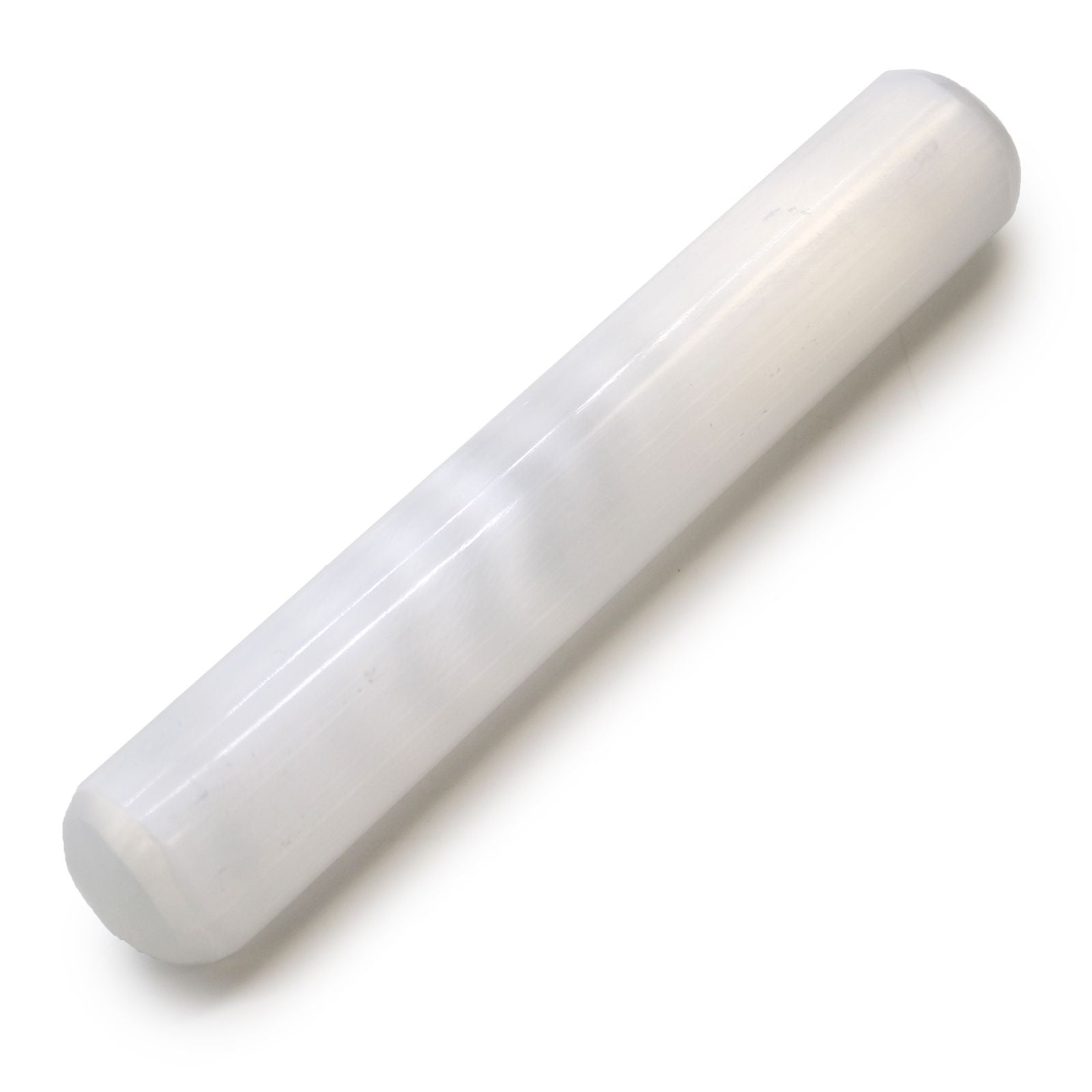 Selenite Wand 16 cm Round Both Ends for Enchanting Displays