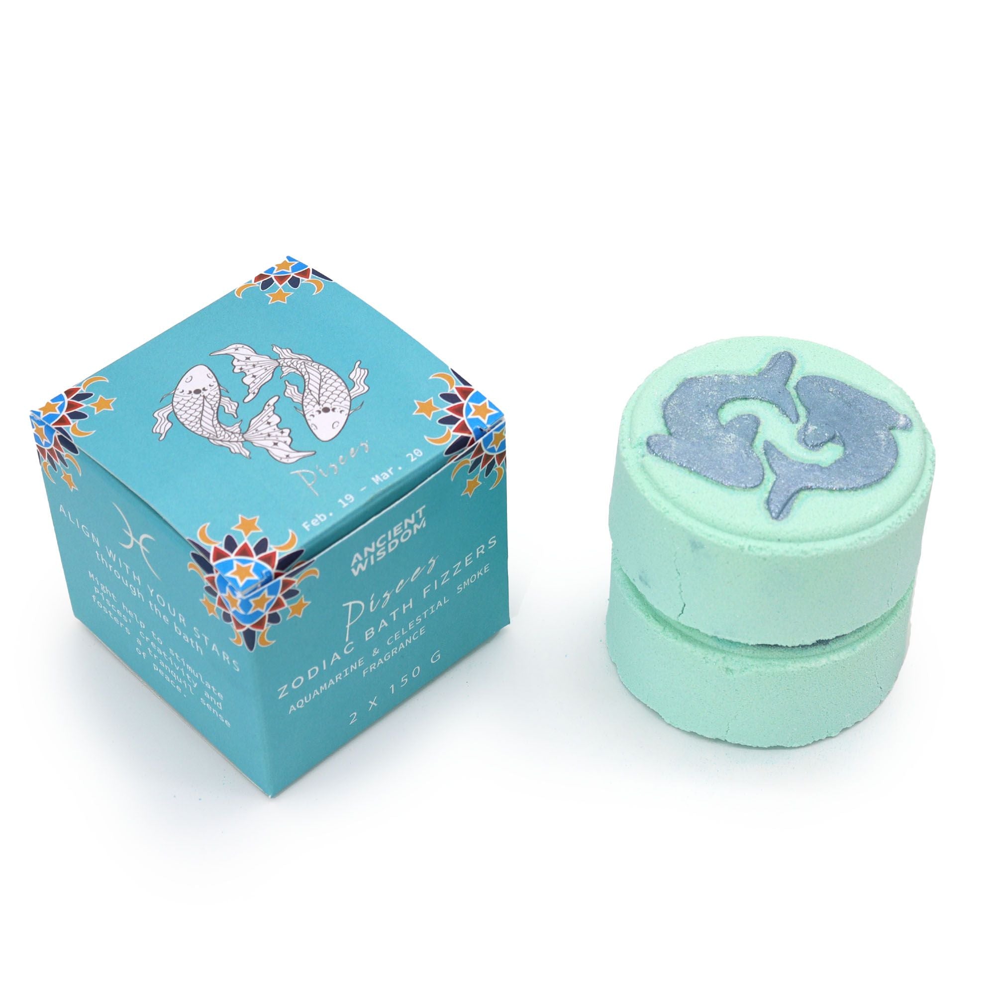 Zodiac Bath Fizzers Set with Horoscope Pisces for Relaxation