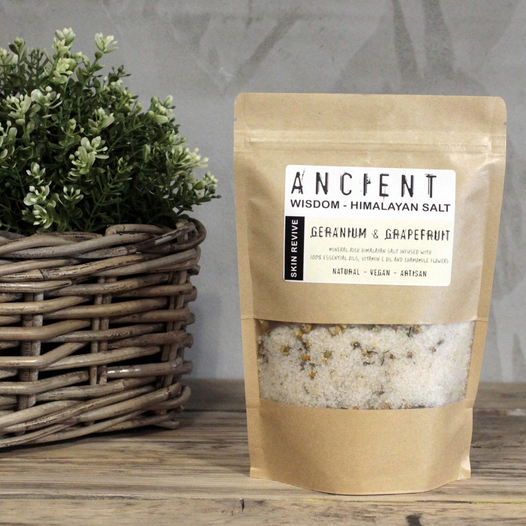 Himalayan Bath Salt Blend 500g with Geranium and Grapefruit Oils