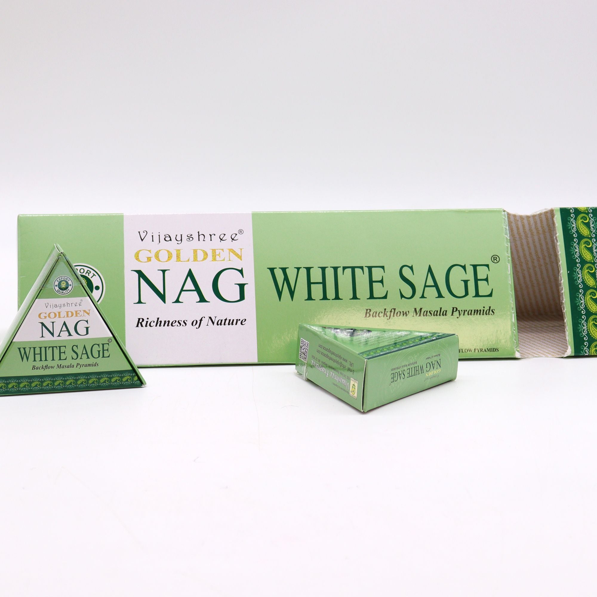 42g Jumbo Golden Nag White Sage Backflow Incense Cones for Purity
