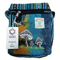 Hemp Embroidery Mushroom Party Bag with Green Mushroom Design