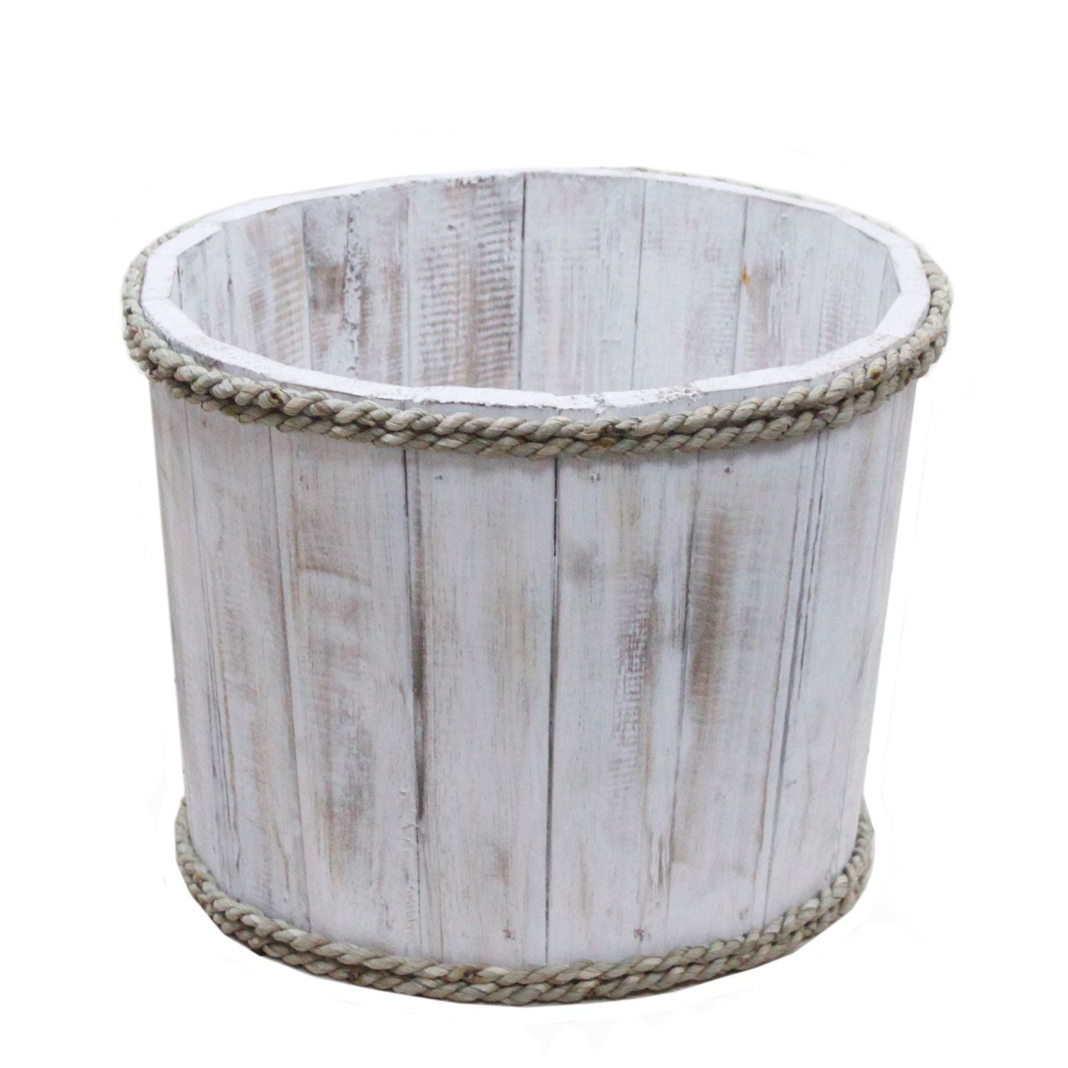 Small Whitewash Wooden Storage Tub for Organising Your Spaces