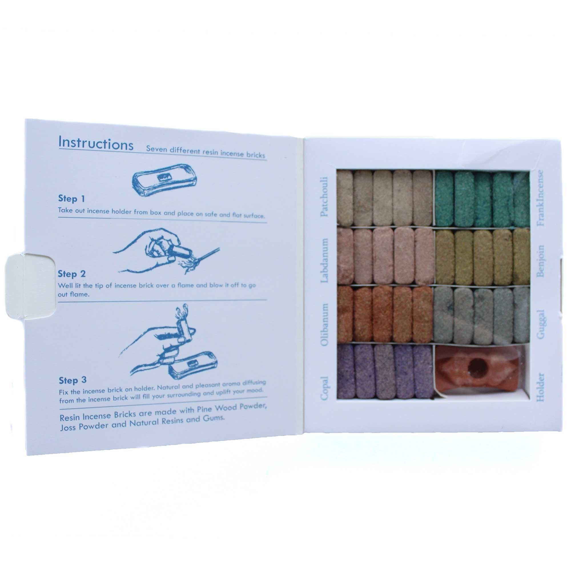 Display Set of 70 Incense Smudge Bricks and Burner Wild West