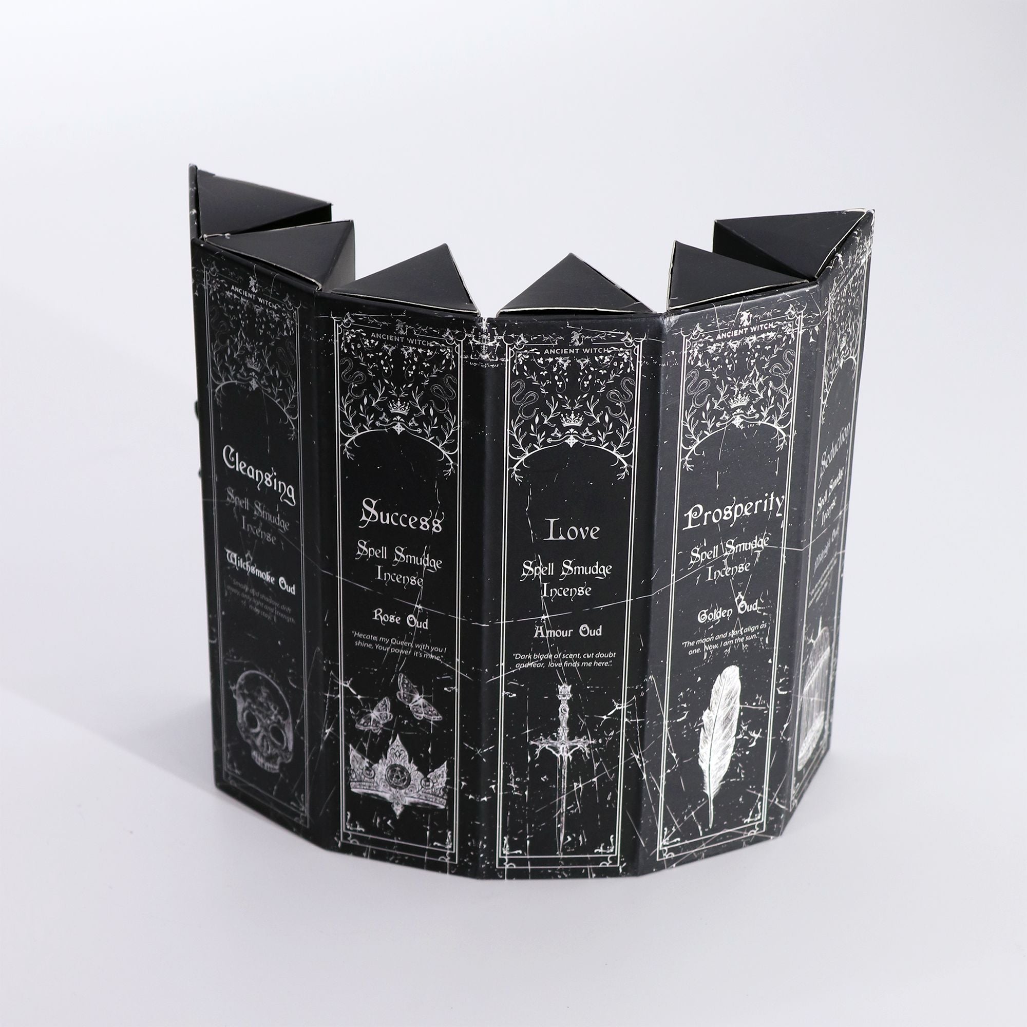 Pyramid Shape Display Incense Set of 5 Ancient Witch Scents and Spells
