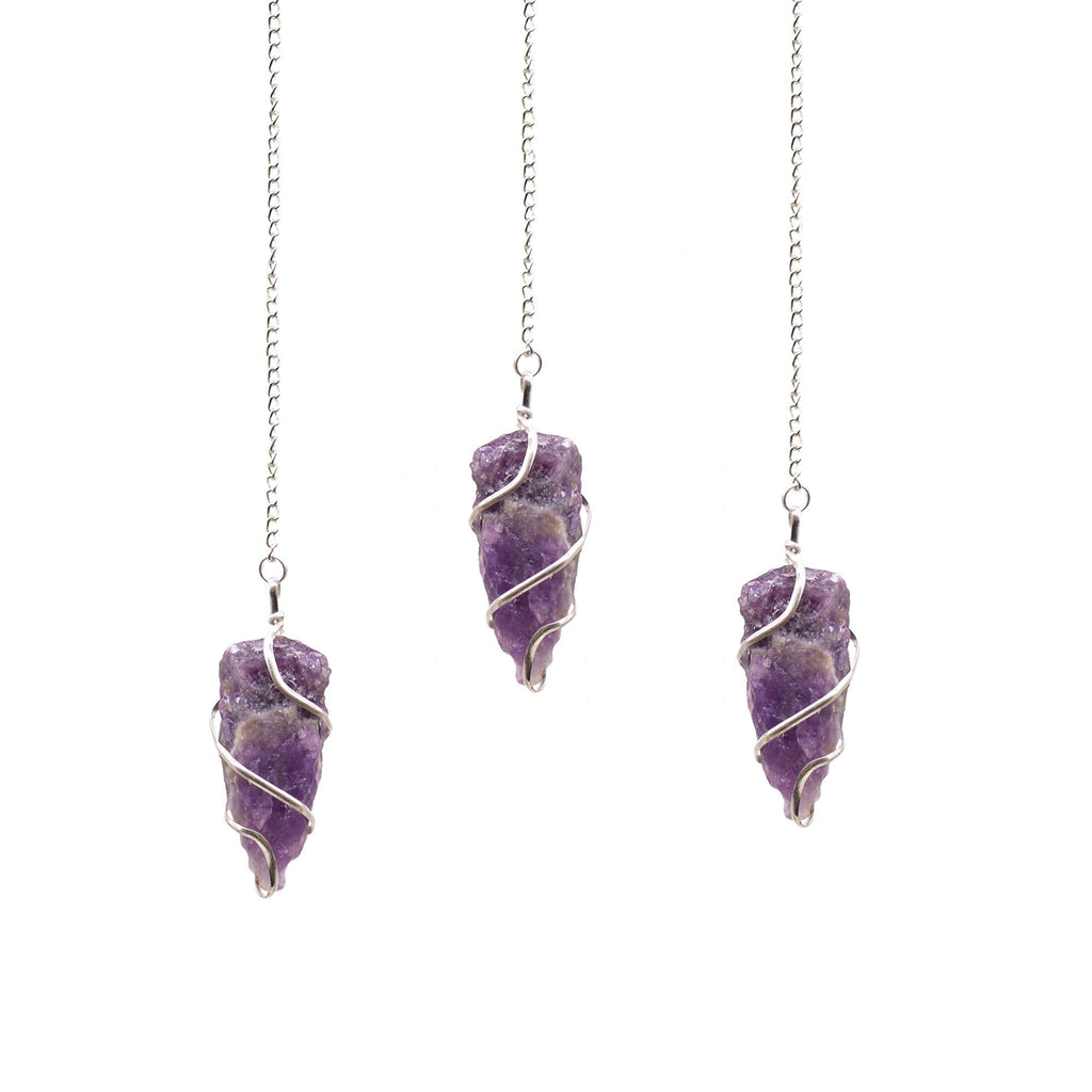 Unique Raw Amethyst Gemstone Pendulum for Dowsing and Decor