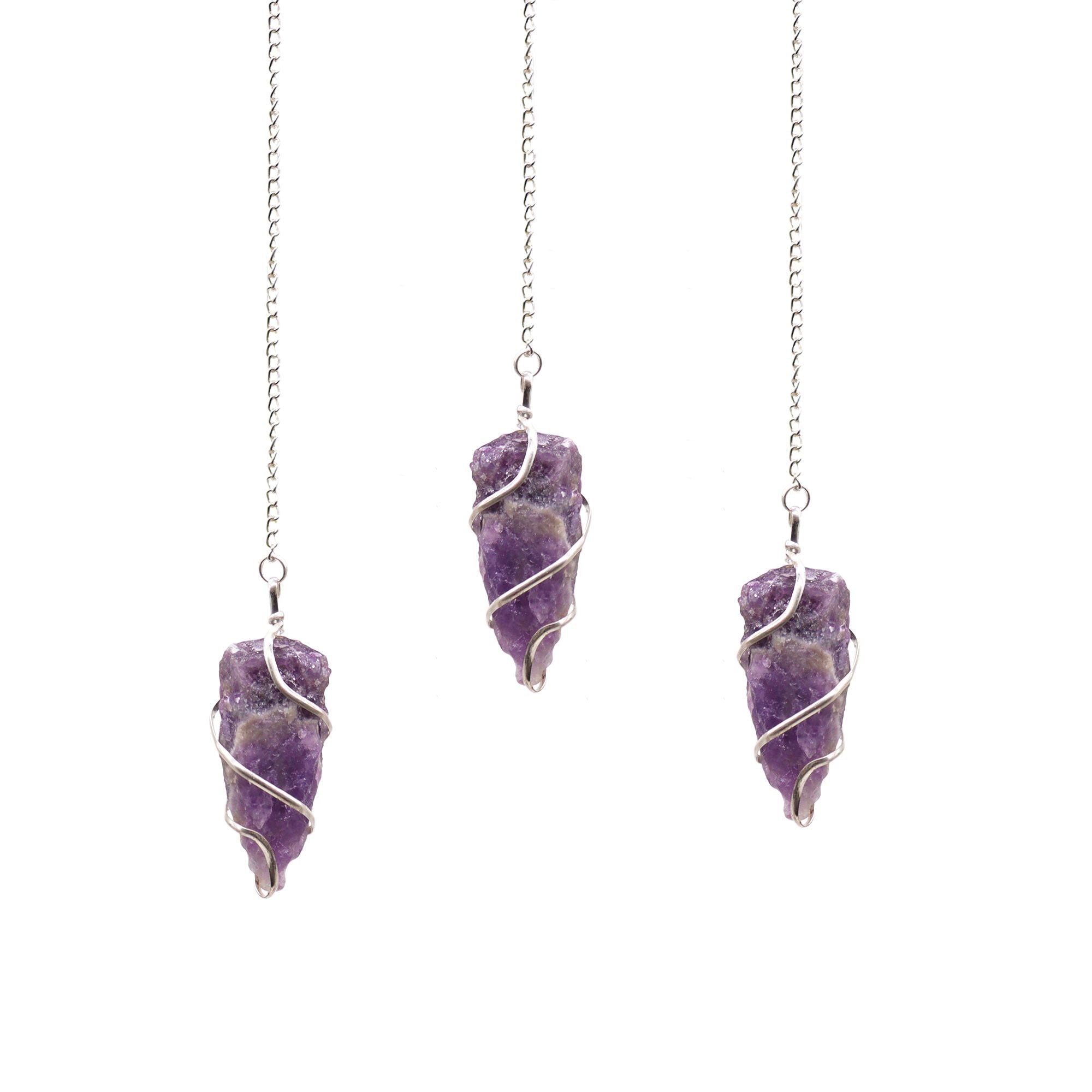 Unique Raw Amethyst Gemstone Pendulum for Dowsing and Decor