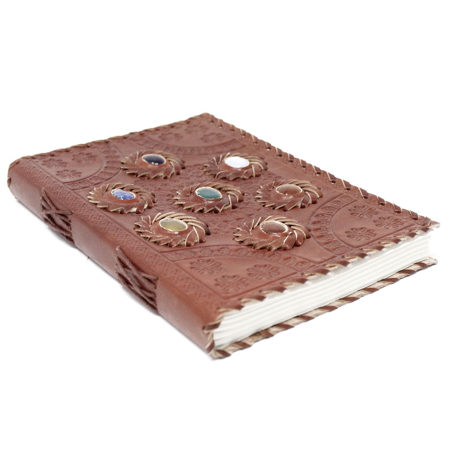 Leather Chakra Stone Notebook for Creative Writing and Sketching