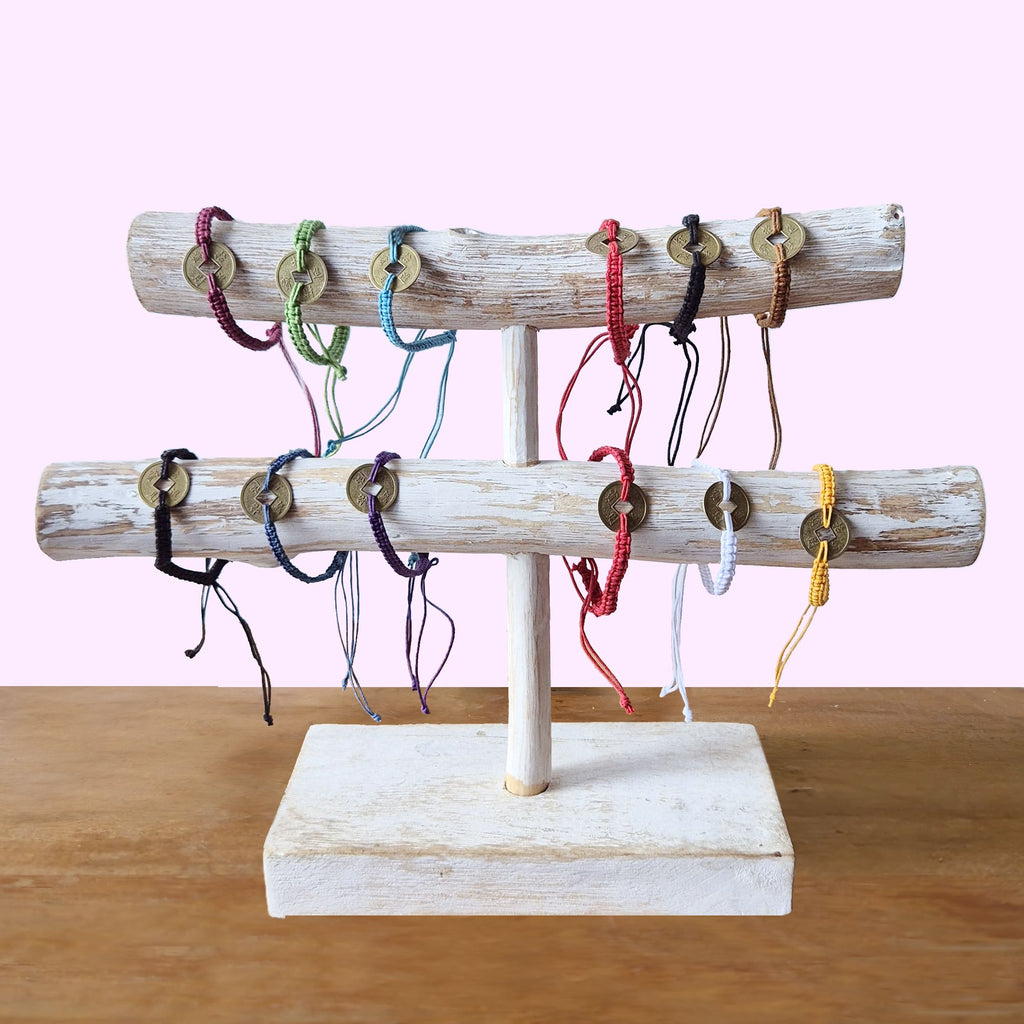 Handmade Friendship Bracelets with Lucky Feng Shui Coin Design