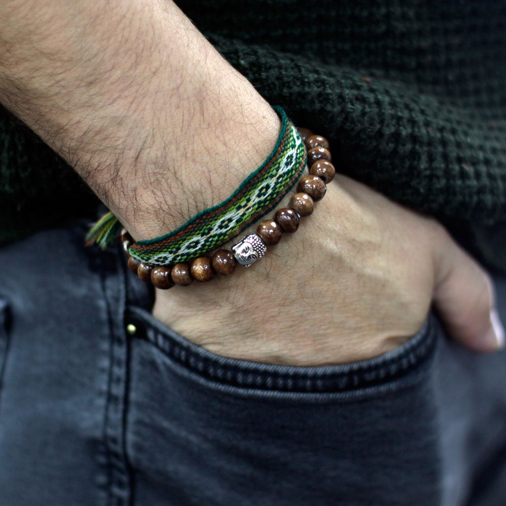 Brown Beads and Buddha Bangle for Everyday Fashion Appeal