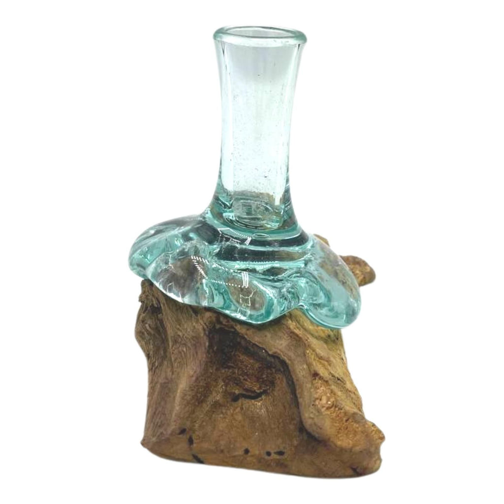Molton Glass Small Flower Vase on Wood for Home Decor Style