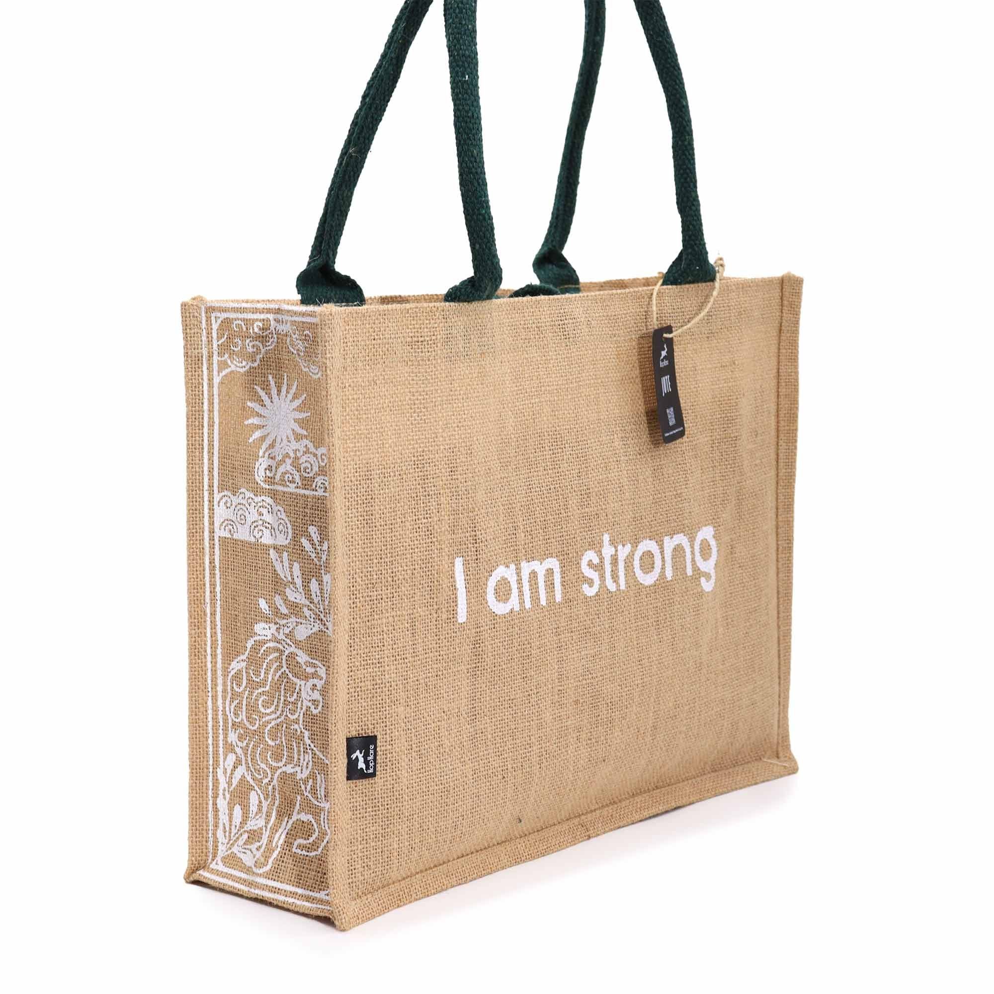 Hop Hare Jute Big Bag with Lion Design I am Strong
