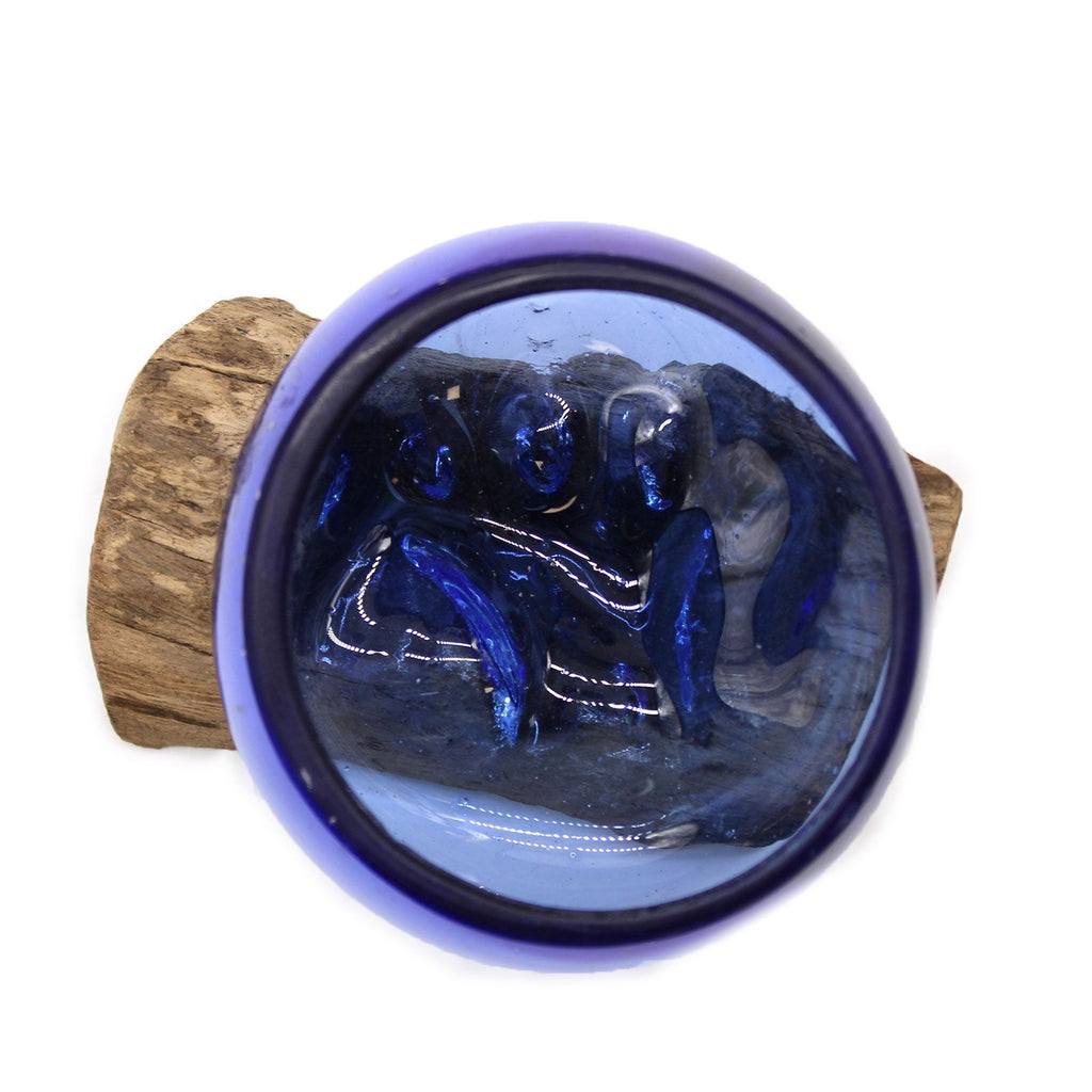 Molton Glass Mini Blue Bowl on Wood for Stylish Home Decor
