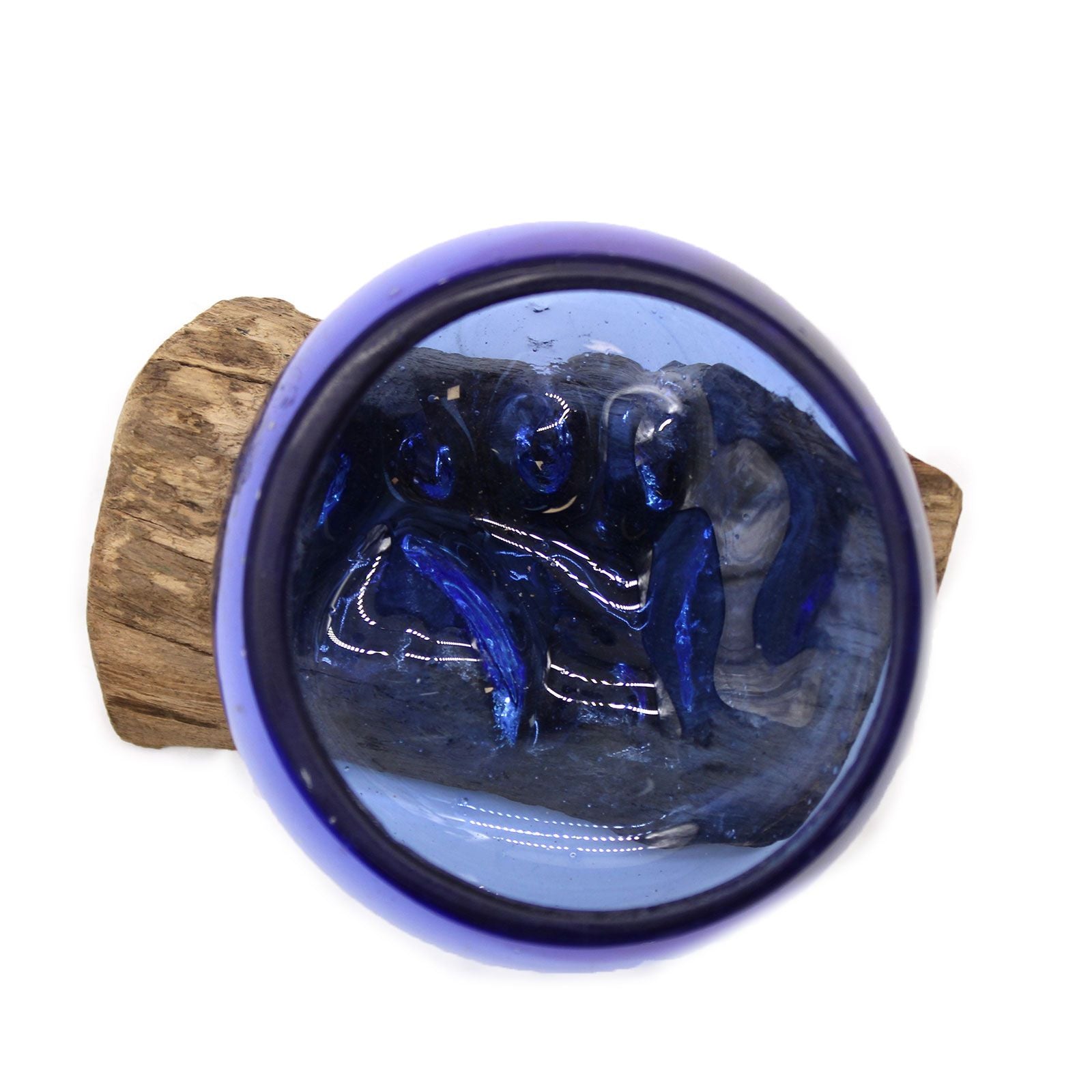 Molton Glass Mini Blue Bowl on Wood for Stylish Home Decor