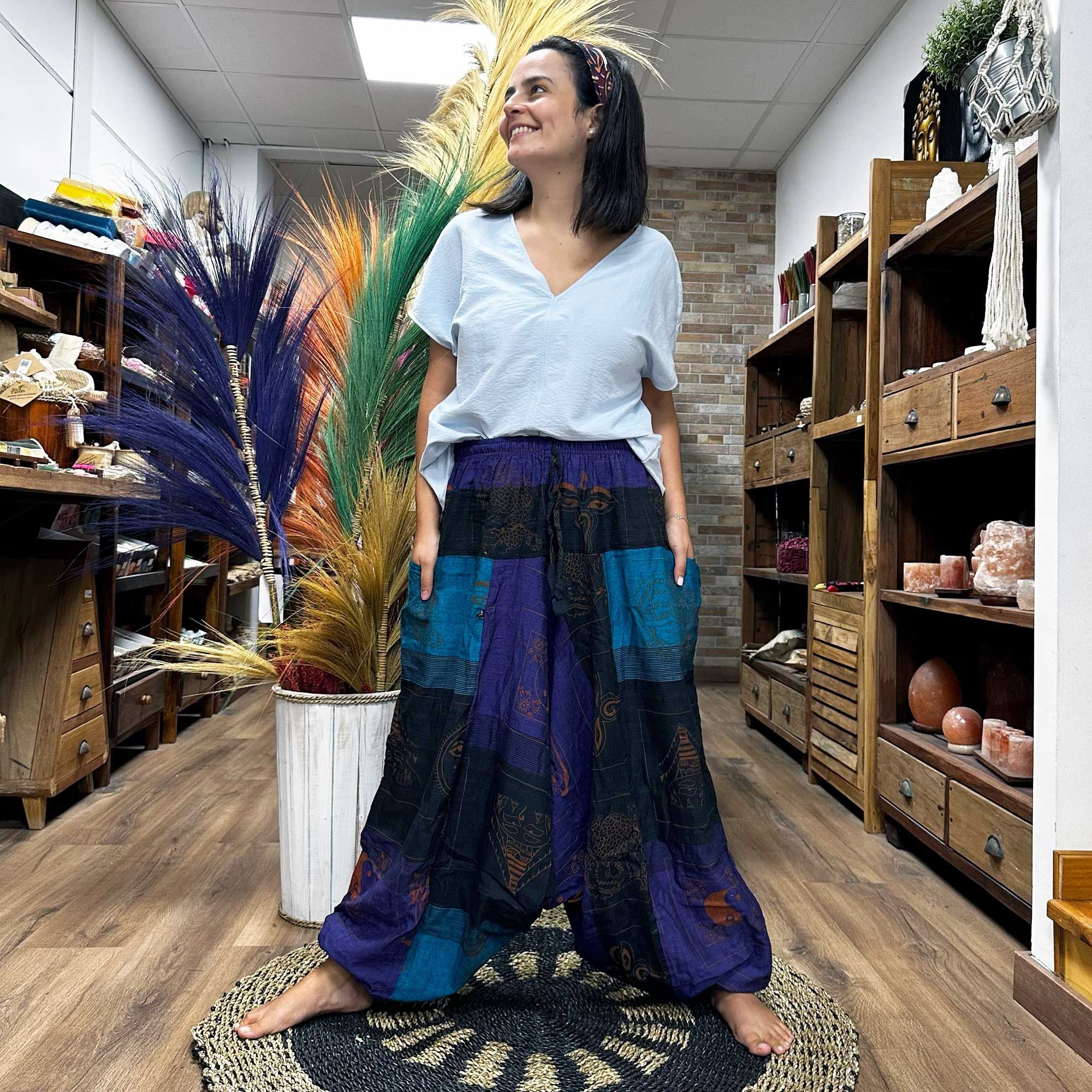 Aladdin Yoga and Festival Pants with Himalayan Print on Purple