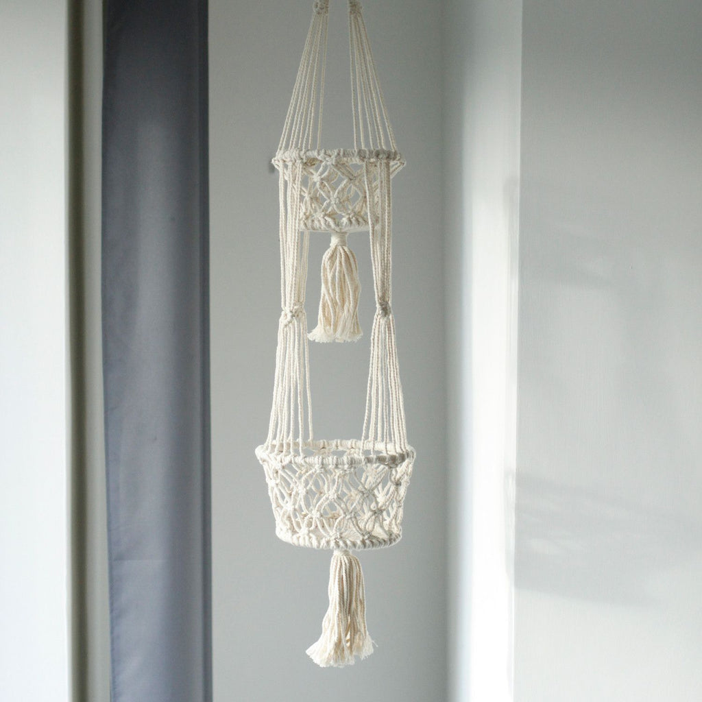 Macrame Pot Holder Double Holder for Stylish Home Plant Décor
