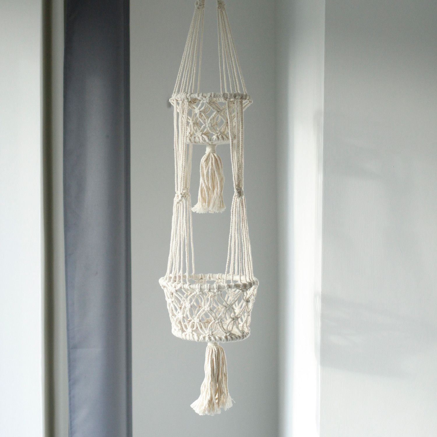 Macrame Pot Holder Double Holder for Stylish Home Plant Décor