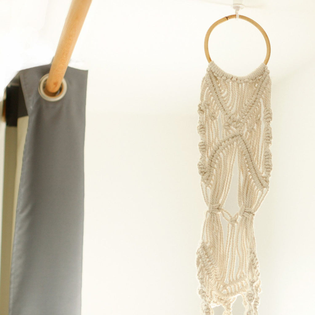 Macrame Pot Holder Long With Ratten Hoop for Home Decor Style