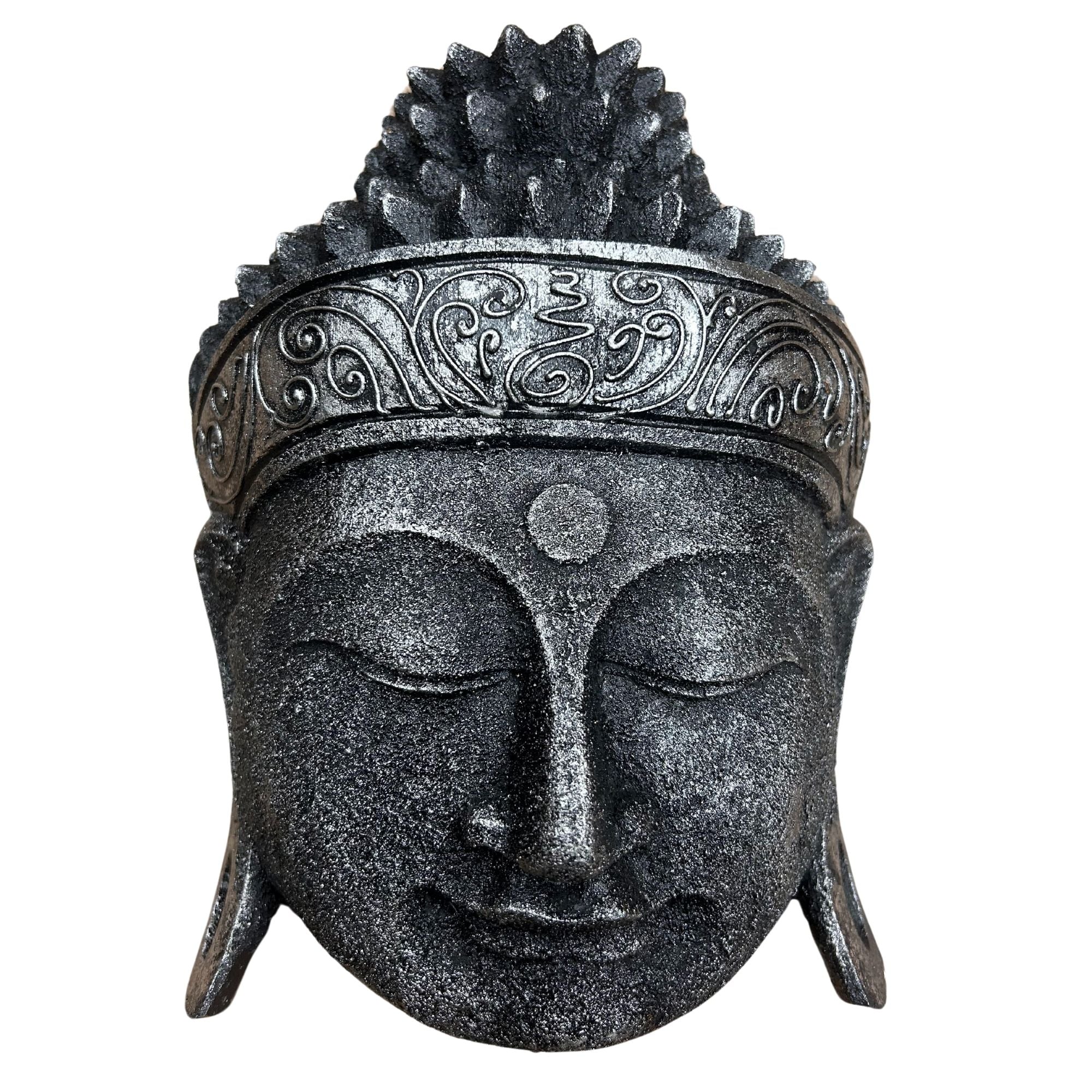 Buddha Head Home Decoration with Silver Shine Finish 25cm Design