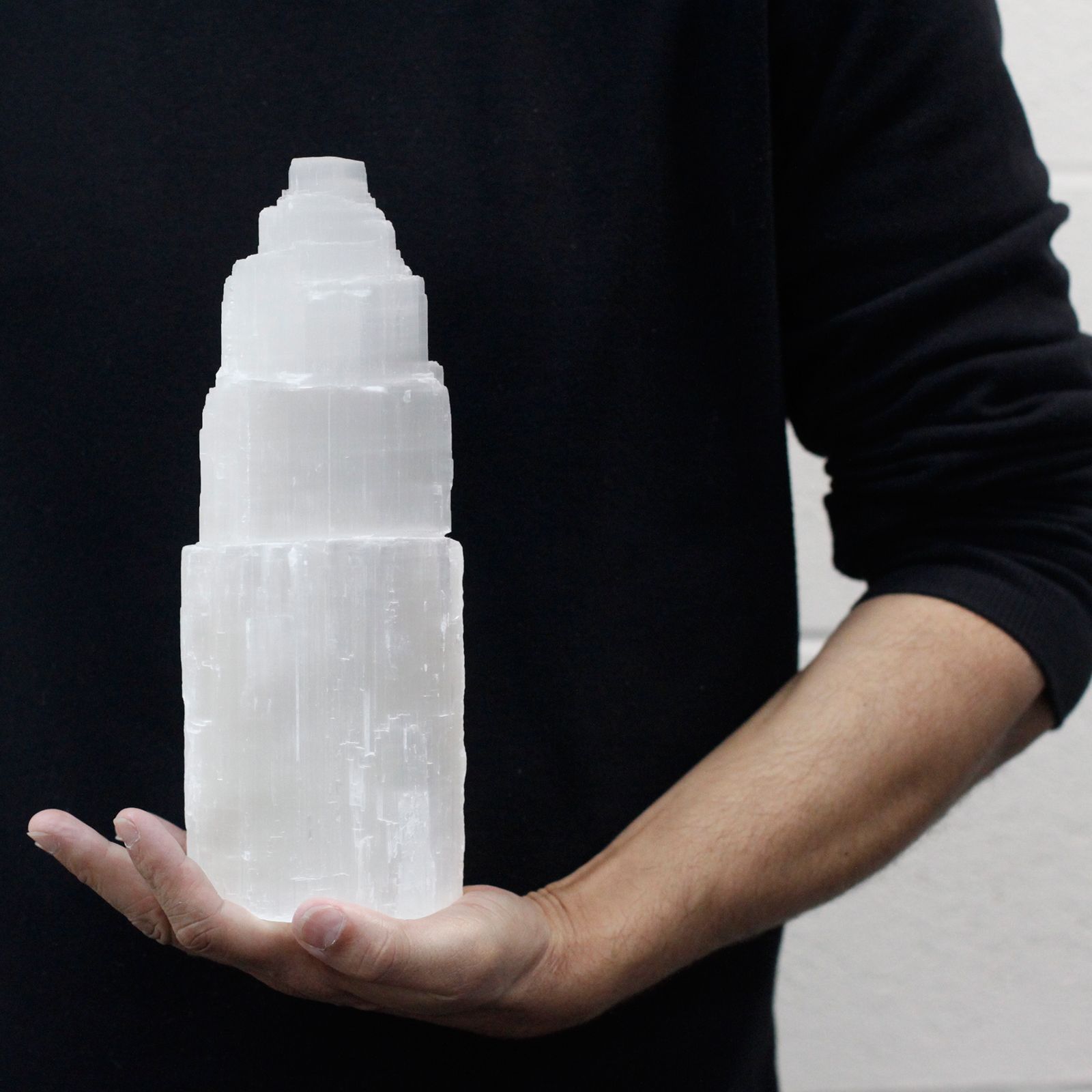 Natural Selenite Tower Lamp 25 cm for Home Decor and Gifts