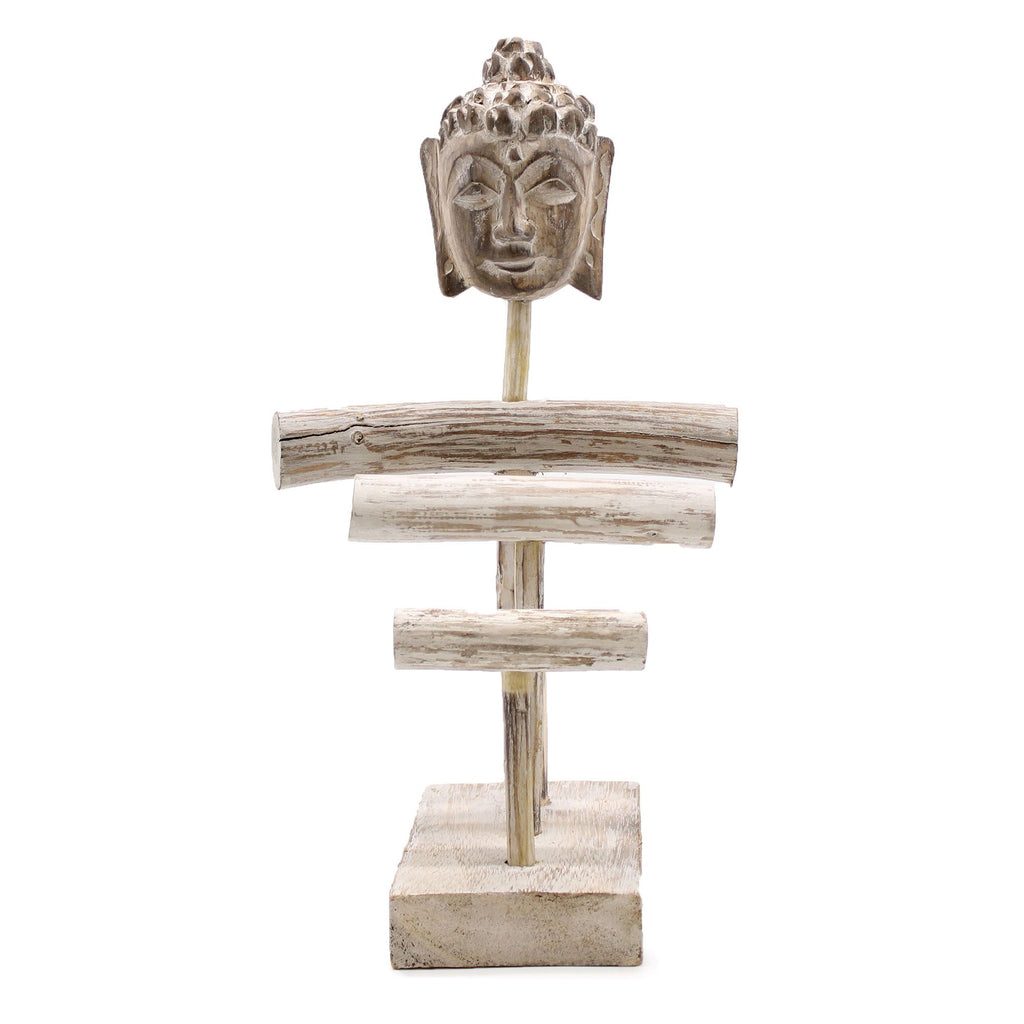 Three Branch Buddha Stand in Whitewash for Jewellery Display