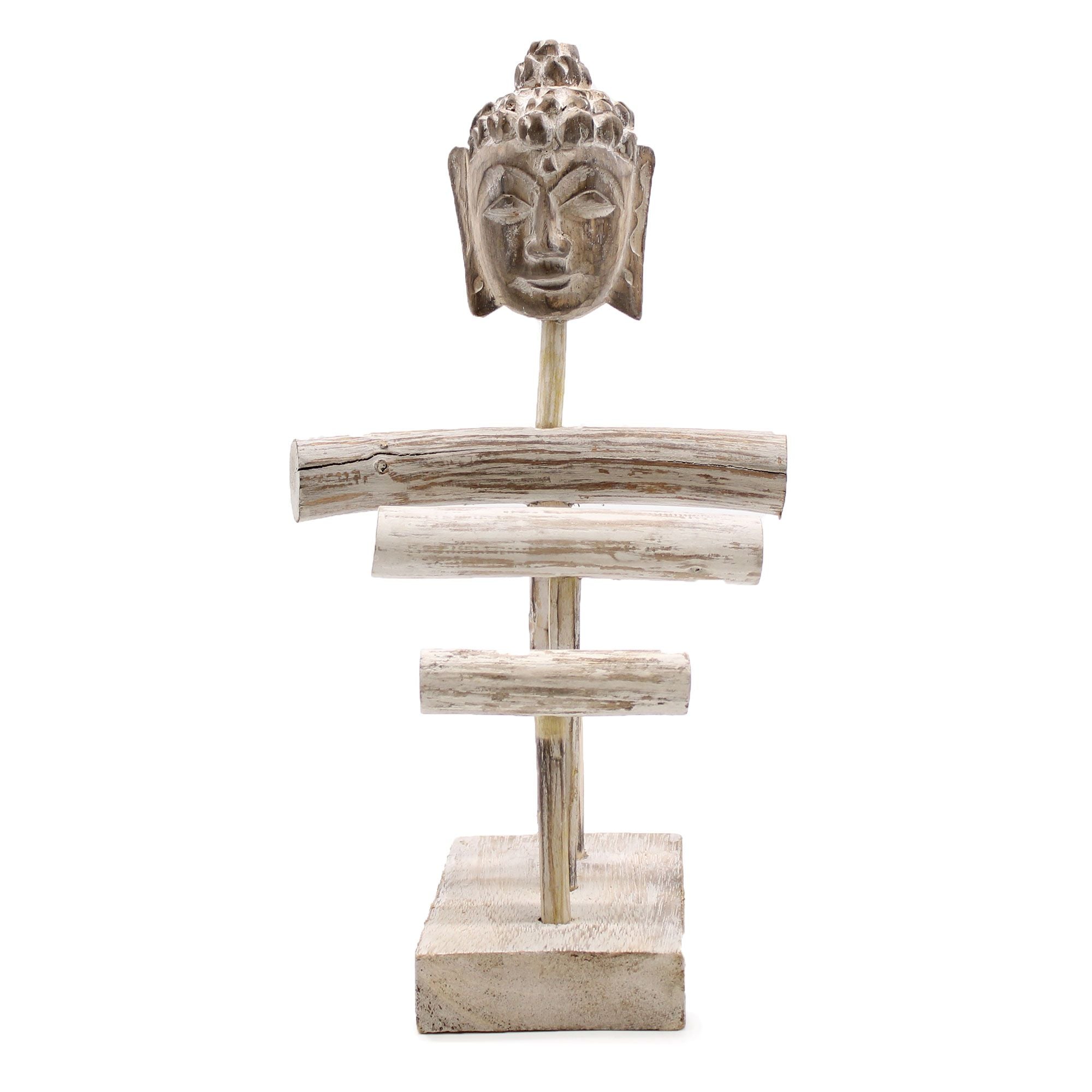 Three Branch Buddha Stand in Whitewash for Jewellery Display